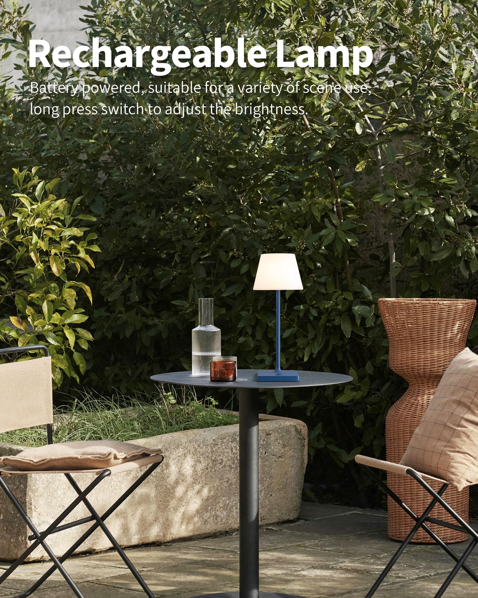 Newsee Cordless Portable Touch Table Lamp Waterproof Set Of 2, 4000Mah Rechargeable Battery Powered Dimmable Led Desk Lamps, Mod