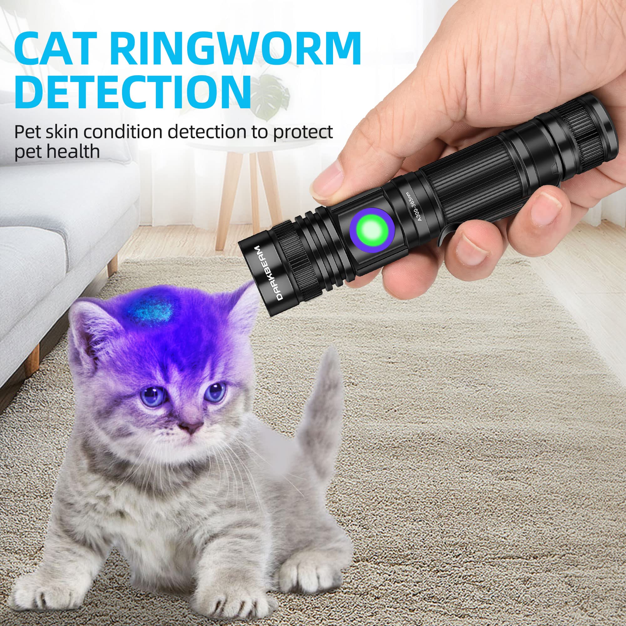 DARKBEAM UV Flashlight 365nm & 395nm, Rechargeable Portable Blacklight, Pocket Size, Aluminum, 2 Pack