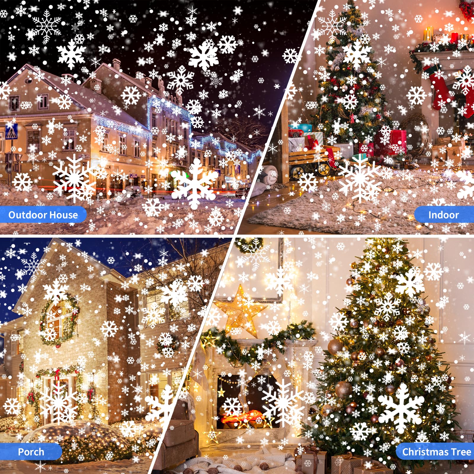 KOXUIUF Christmas Projector Lights, Waterproof LED Snowflake Projector, Adjustable for Indoor/Outdoor Use, Black, Model XHD00001