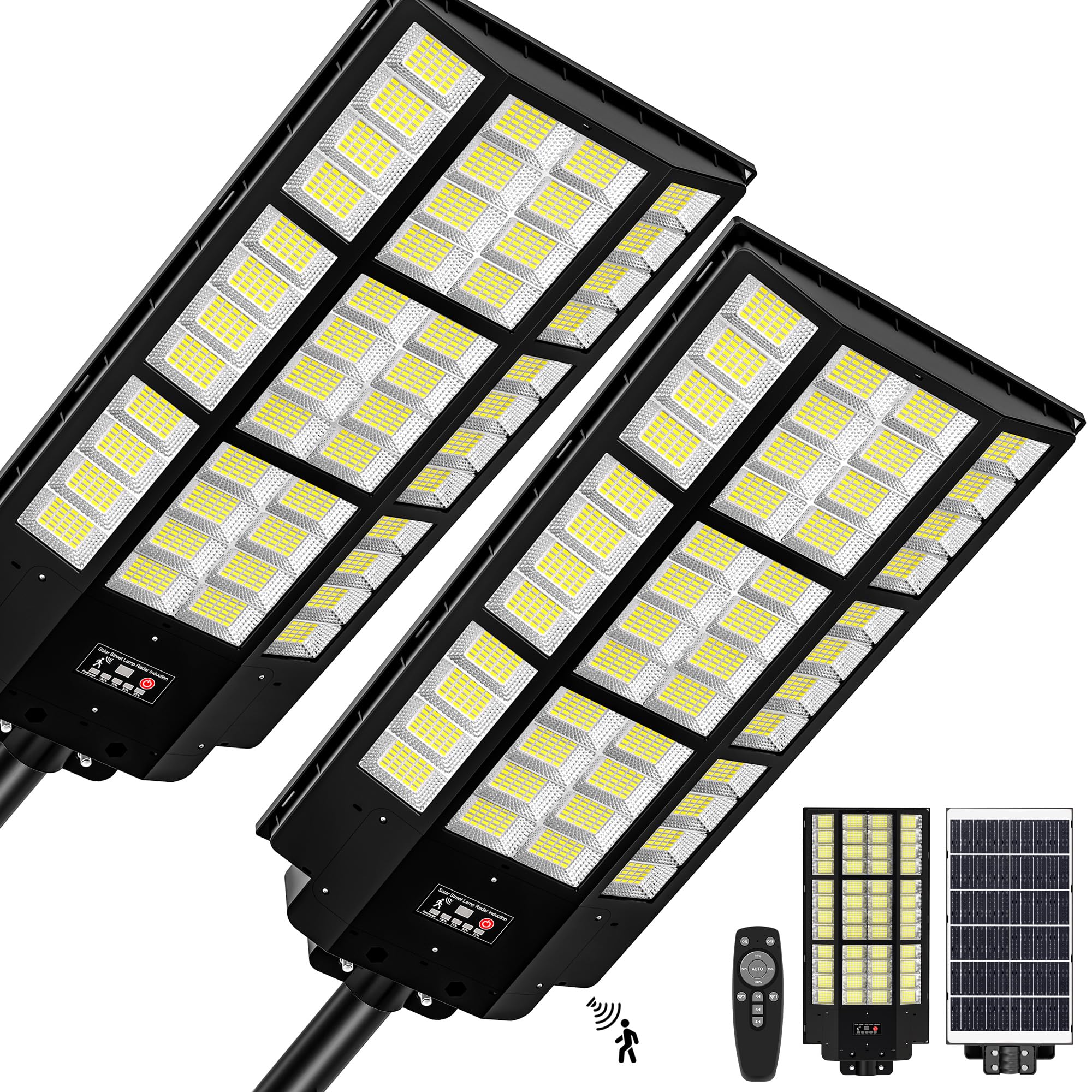 15000W Solar Street Light, 2 Pack Super Bright Solar Street Lights Outdoor Waterproof, 320 Flood Lights Outdoor with Dusk to Daw