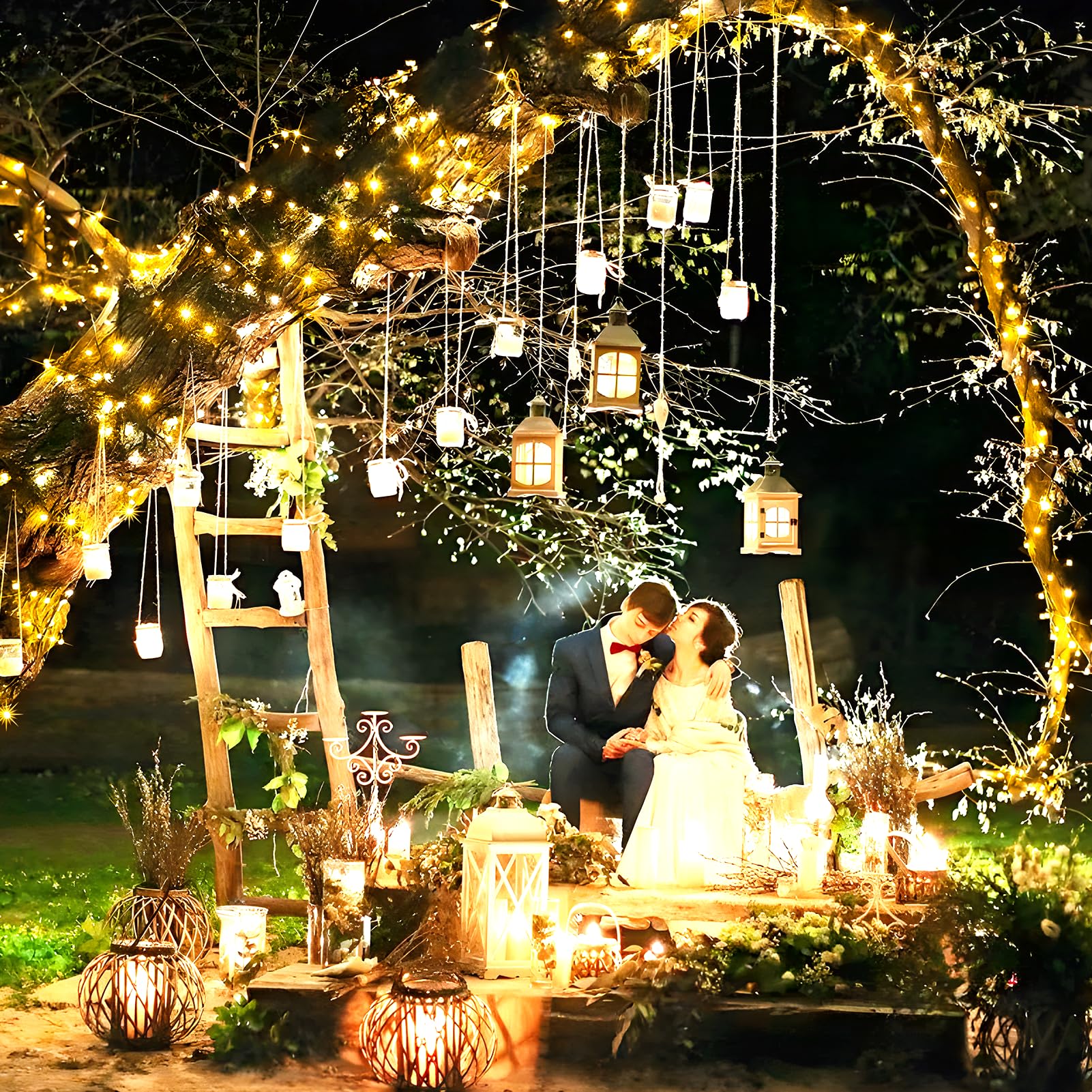 KNONEW Outdoor Fairy Lights, 532FT 1600 LED, Waterproof, 8 Modes, Copper Wire, Warm White, Model 68KN-168LIG-NIU