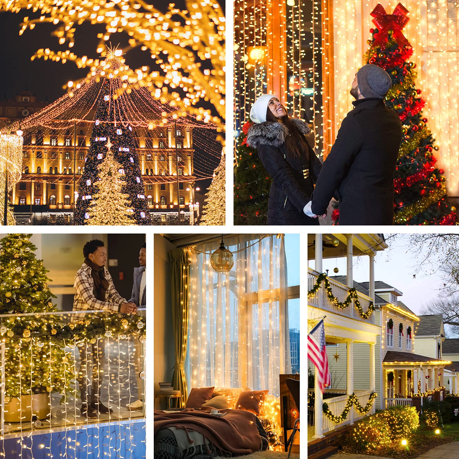 [2 Pack] Koopower 16ft 50 LED Outdoor Battery String Lights on IP65 Waterproof String (Timer, Auto on/Off, 8 Modes, Warm White)