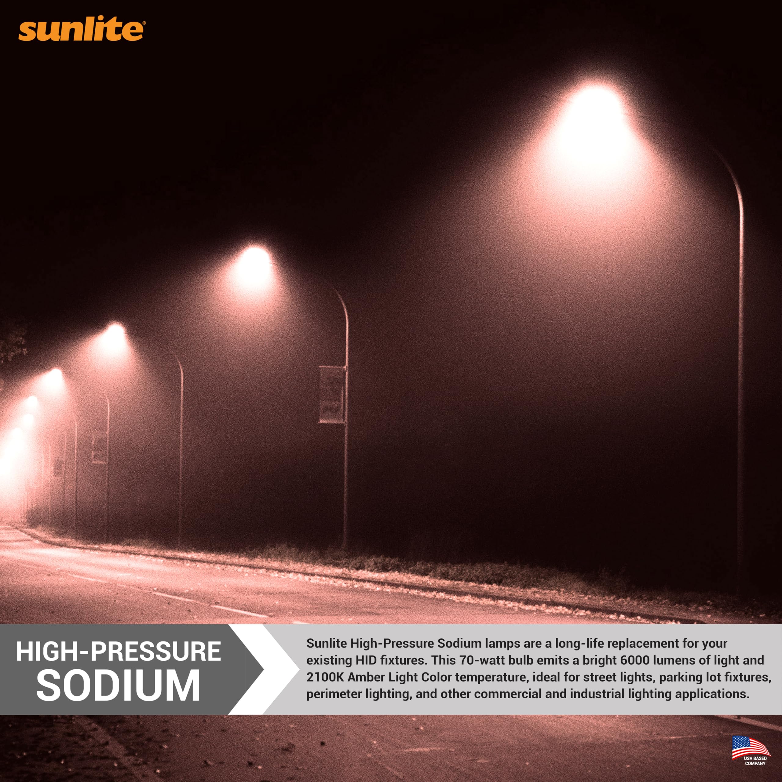 Sunlite 03610 Lu70/Med High Pressure Sodium Light Bulb, 70 Watts, Ed17/Med, Medium Base (E26), Ansi Code S62, 6000 Lumen, 24000