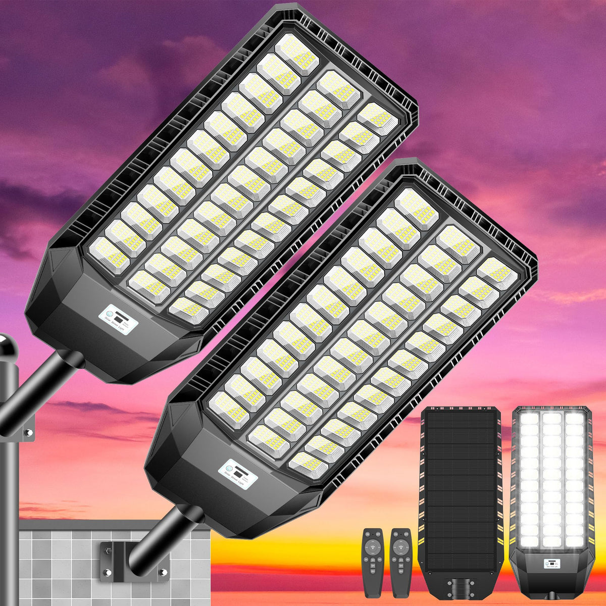 9000W Extremely Large Solar Street Light, Commercial Hight Lumens Solar Lights Outdoor, Solar Street Lights IP67 Waterproof, Sol