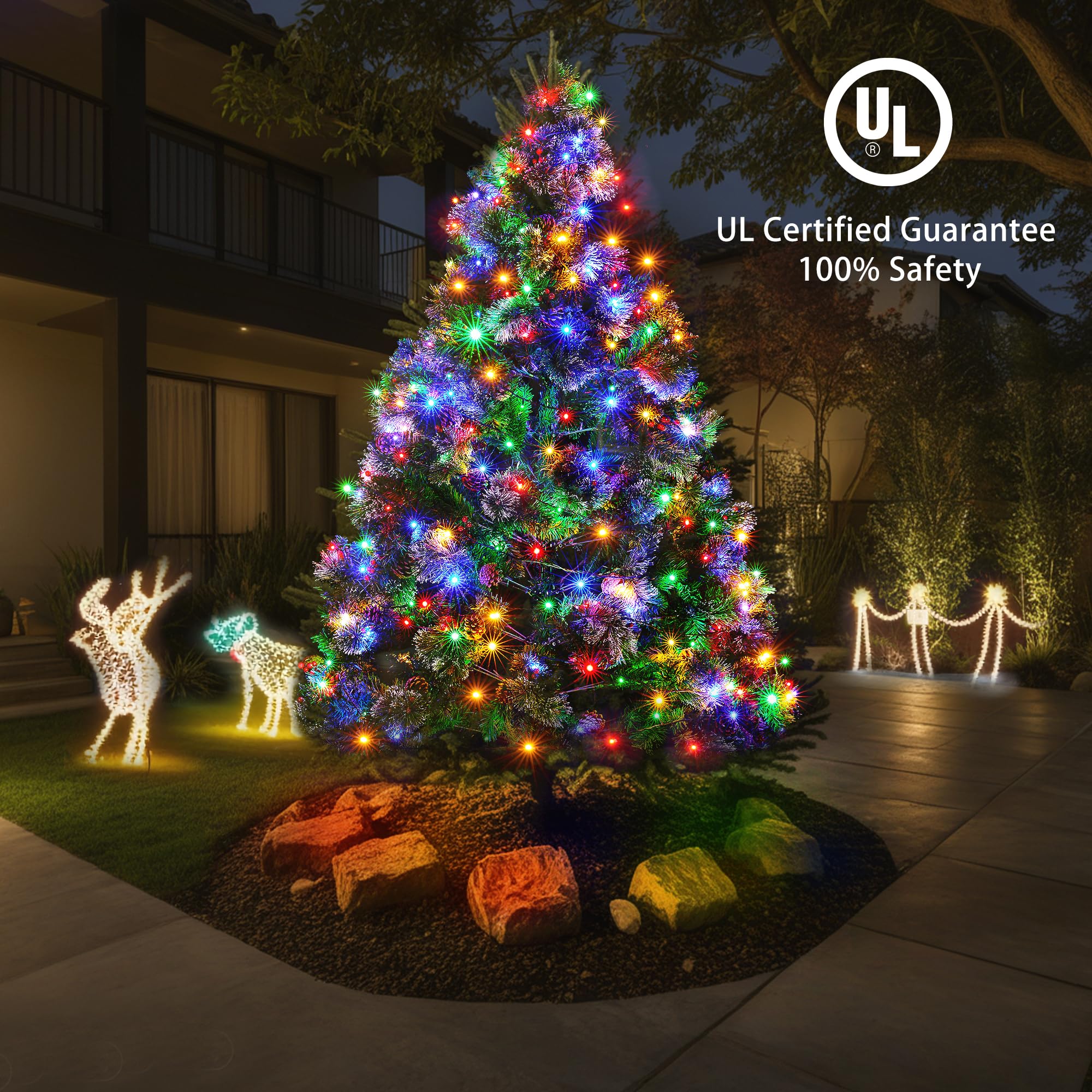Blctec Christmas Lights, 300 Led 108Ft Ul Certified Christmas String Lights With 8 Modes, Waterproof, Timer, End To End Connecta