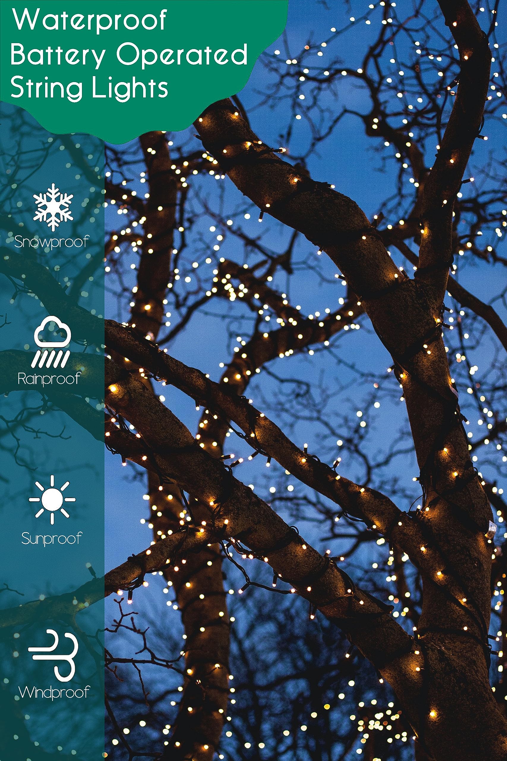 Sislyania Battery Operated Christmas Lights - 50 Led Mini Lights Battery Operated String Lights Indoor Outdoor String Lights With Timer 8 Modes Fairy Lights For Christmas Tree Wreath Party, Warm White