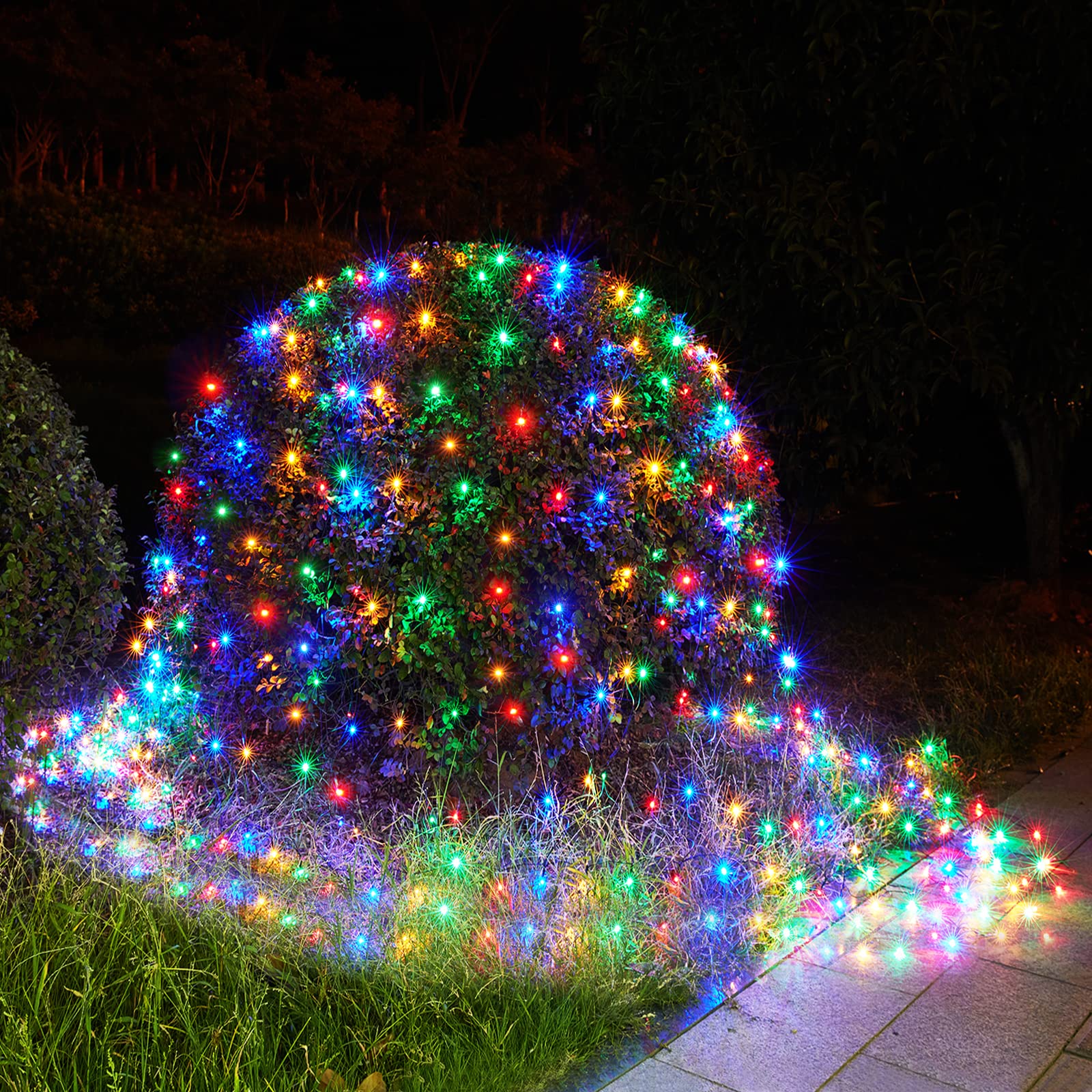 BlcTec Christmas Net Lights, 200 LED, 8.4ft x 5.2ft, Multicolor, Waterproof, 8 Modes for Outdoor Decorations