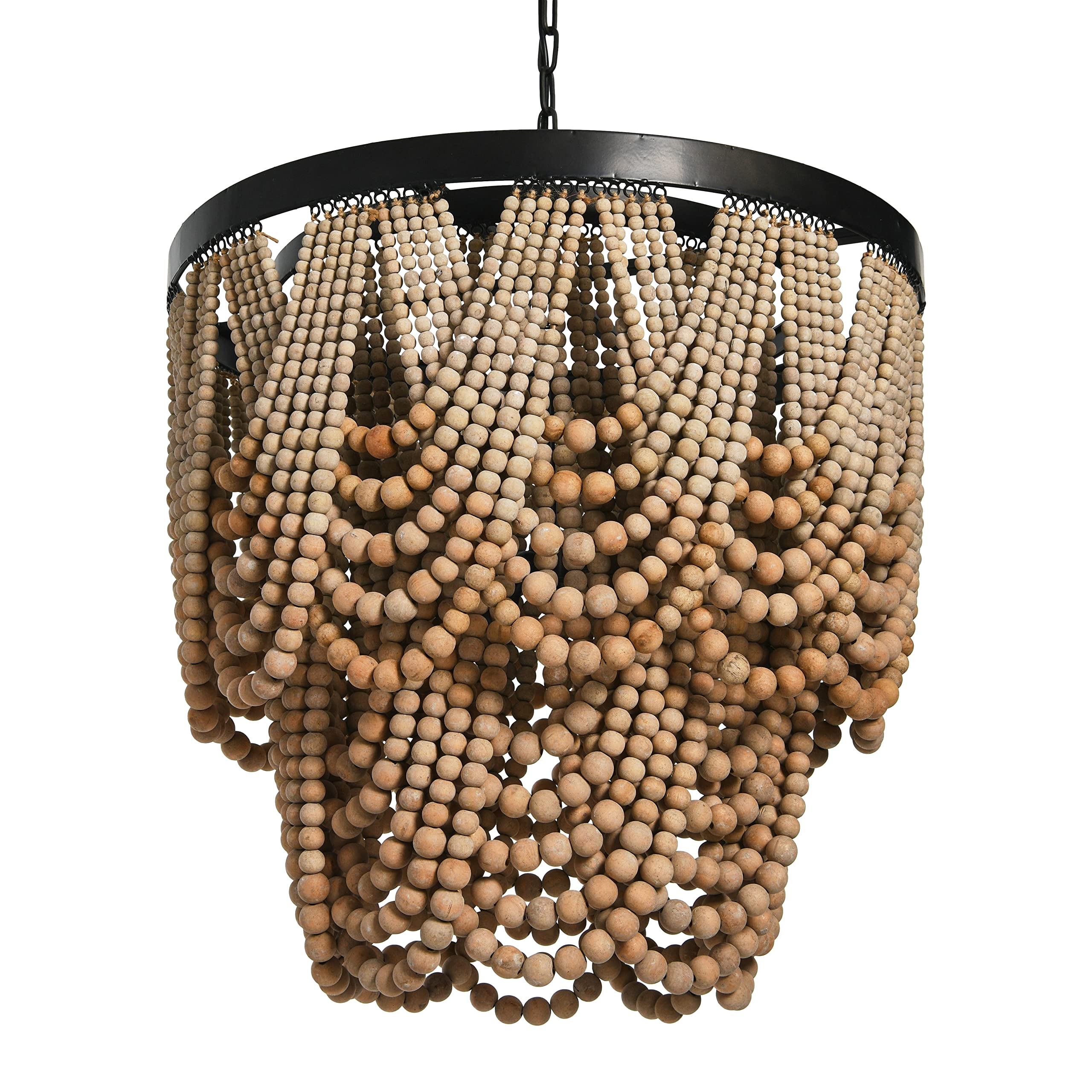 Creative Co-Op 2-Tier Draped Wood Bead Chandelier