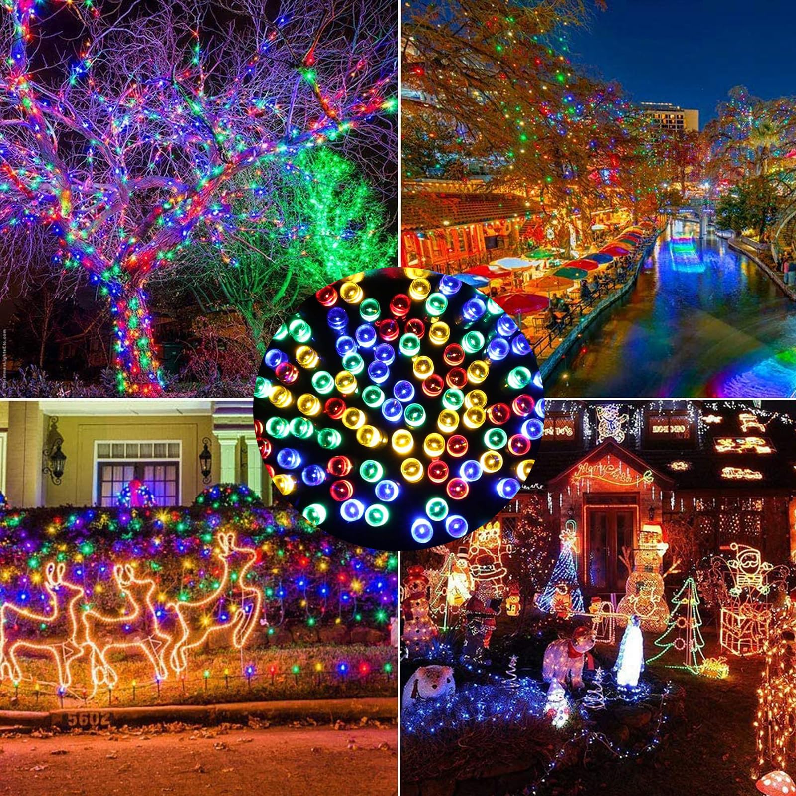 Joomer Solar String Lights, 105FT, 300 LED, 8 Modes, Waterproof Fairy Lights for Outdoor Garden, Multicolor