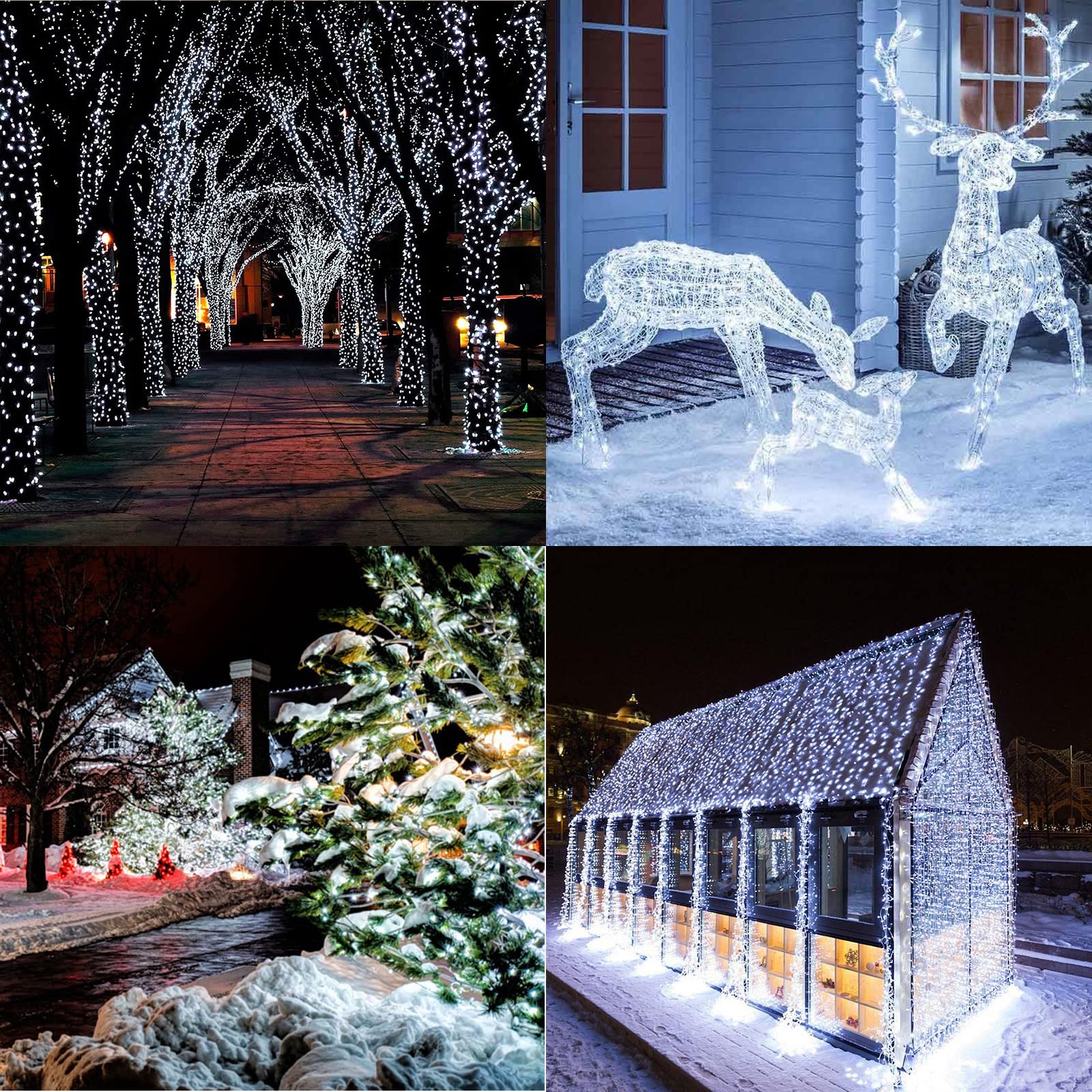 175Ft Christmas Lights Outdoor, 500 Led Christmas String Lights With 8 Modes, Timer, Waterproof Fairy Twinkle Lights For Christmas Party, Garden, Wedding, Holiday, Xmas Tree Decorations (White)