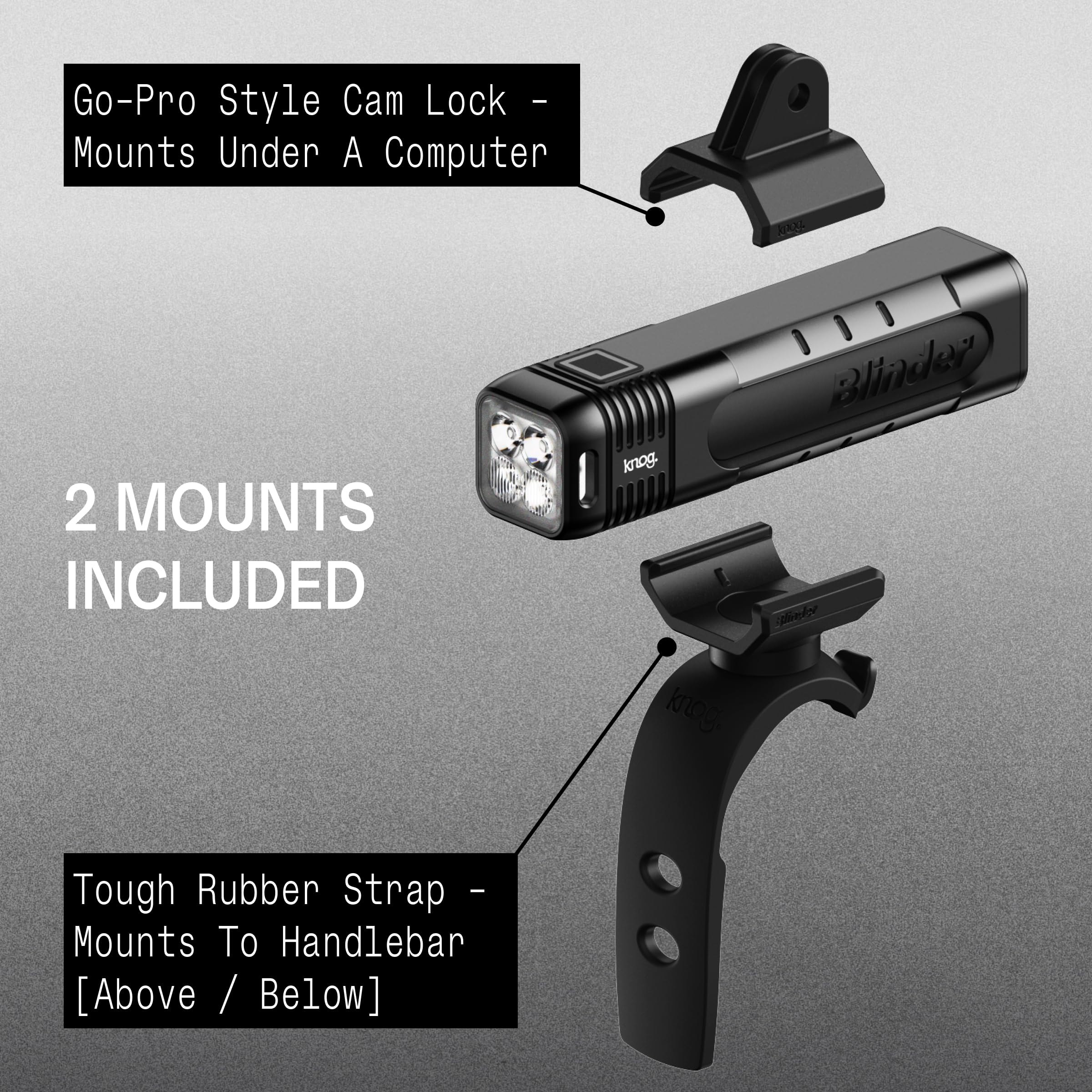 Knog Blinder 900 Bike Light - 900 Lumen Bicycle Light with Compact CNC Design, 6 Modes, USB-C Rechargeable, IP67 Waterproof, LED