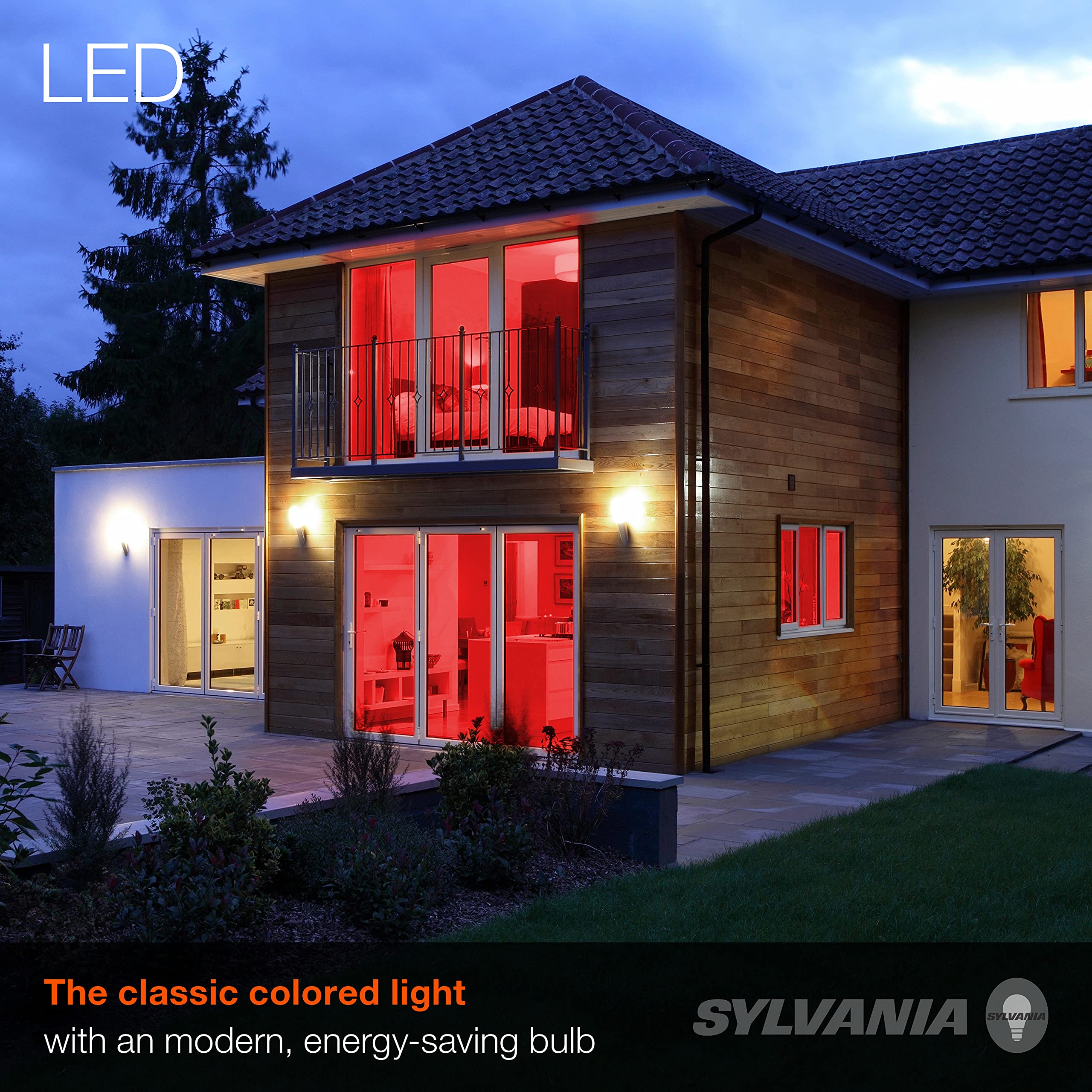 LEDVANCE SYLVANIA LED Filament A19 Light Bulb, Dimmable 4.5W, E26 Base, Red Glass, 1 Count (Pack of 1)