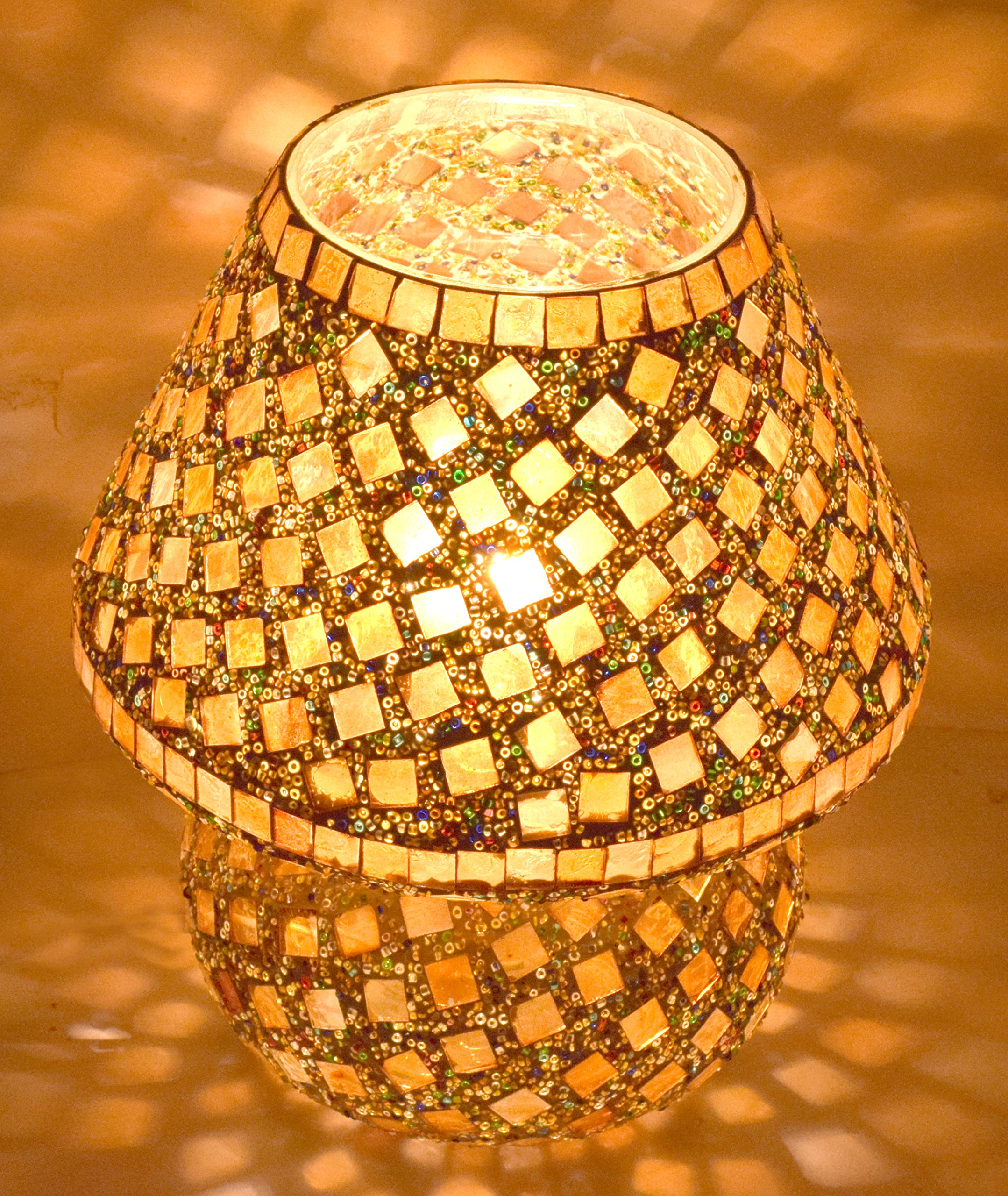 CRAFTVERRE Mushroom Shaped Mosaic Glass Lamp for Home/Office/Festival Decoration (Bulb Not Included) (Table Lamp - 03, 23 cm)