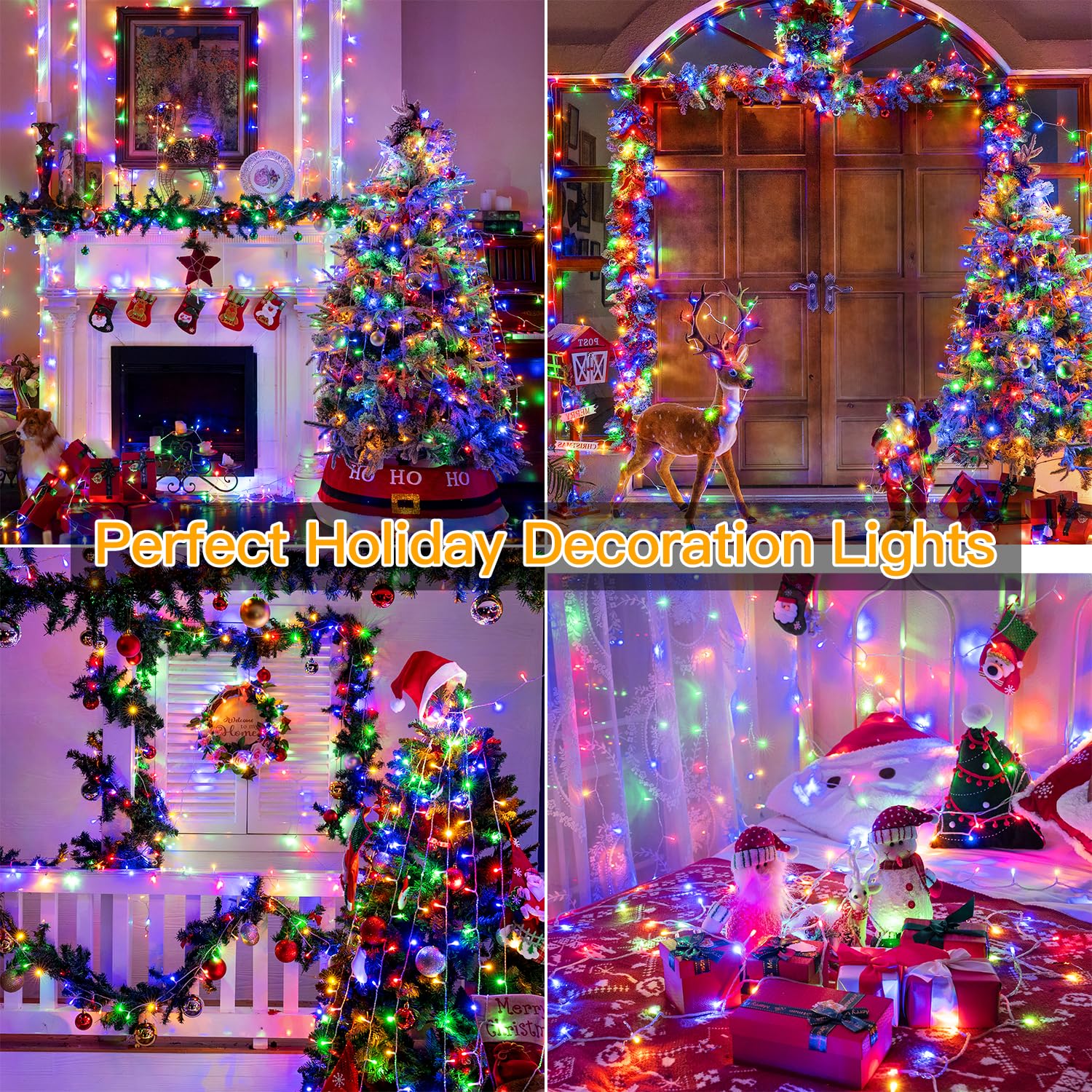 Ollny Christmas Lights Outdoor 400Led Multicolor Fairy Lights With Remote & Timer, 131Ft String Lights For Indoor/Outdoor Decorations