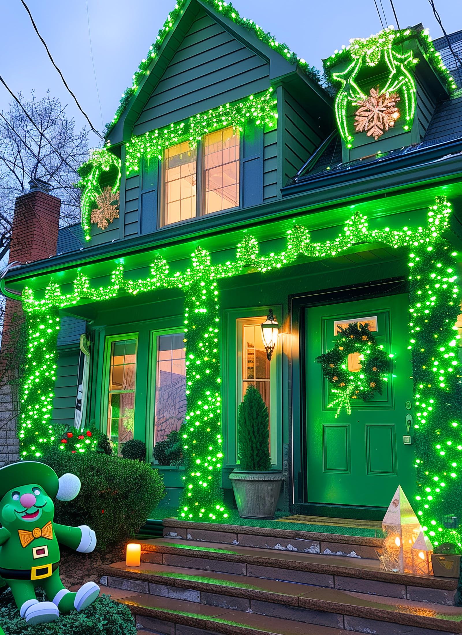 Minetom Solar String Lights For Outside, 33Ft 100 Led Outdoor Solar Fairy Lights, 8 Modes Balcony Lights For Tree Patio St Patricks Day Decorations(Green)