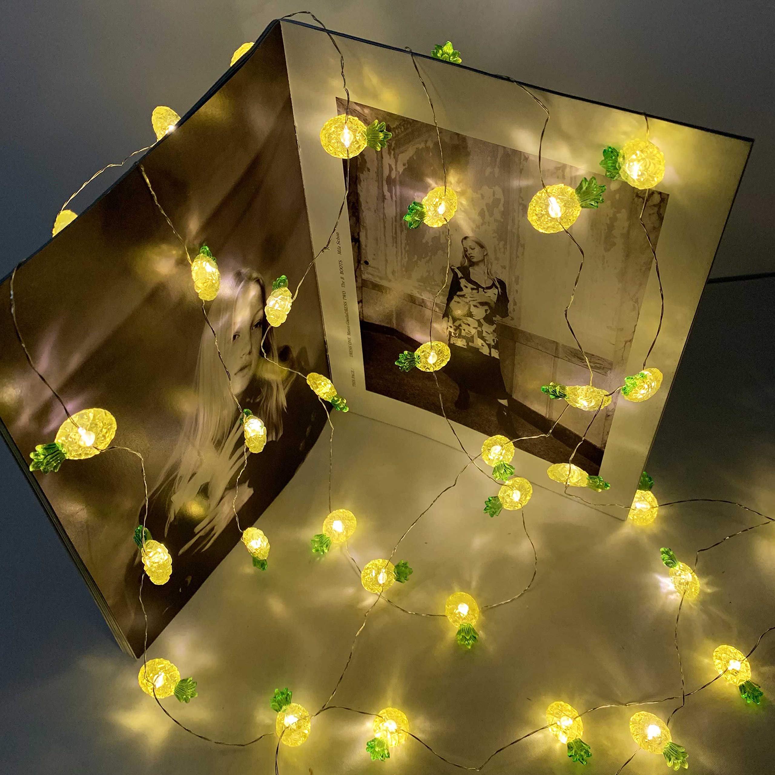 NiniTe LED Pineapple Fairy String Lights, Waterproof, Battery Operated, 8 Modes, Remote Control, Indoor/Outdoor Decor, Model 19eb39d6-f442