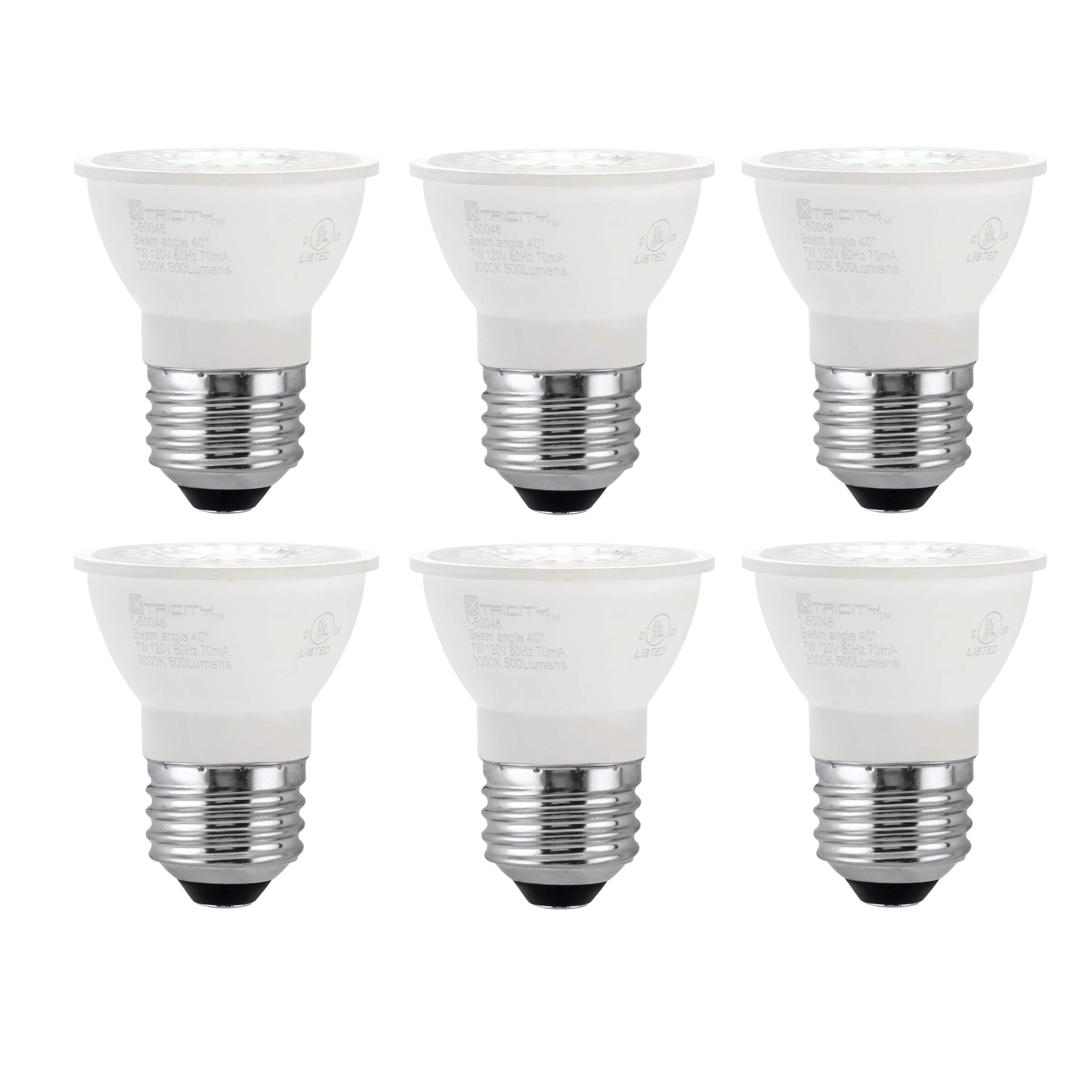 Xtricity LED PAR16 Dimmable Spot Light Bulb, 7W (50W Equivalent), 500 Lumens, 3000k Soft White, UL Listed, 6 Pack,