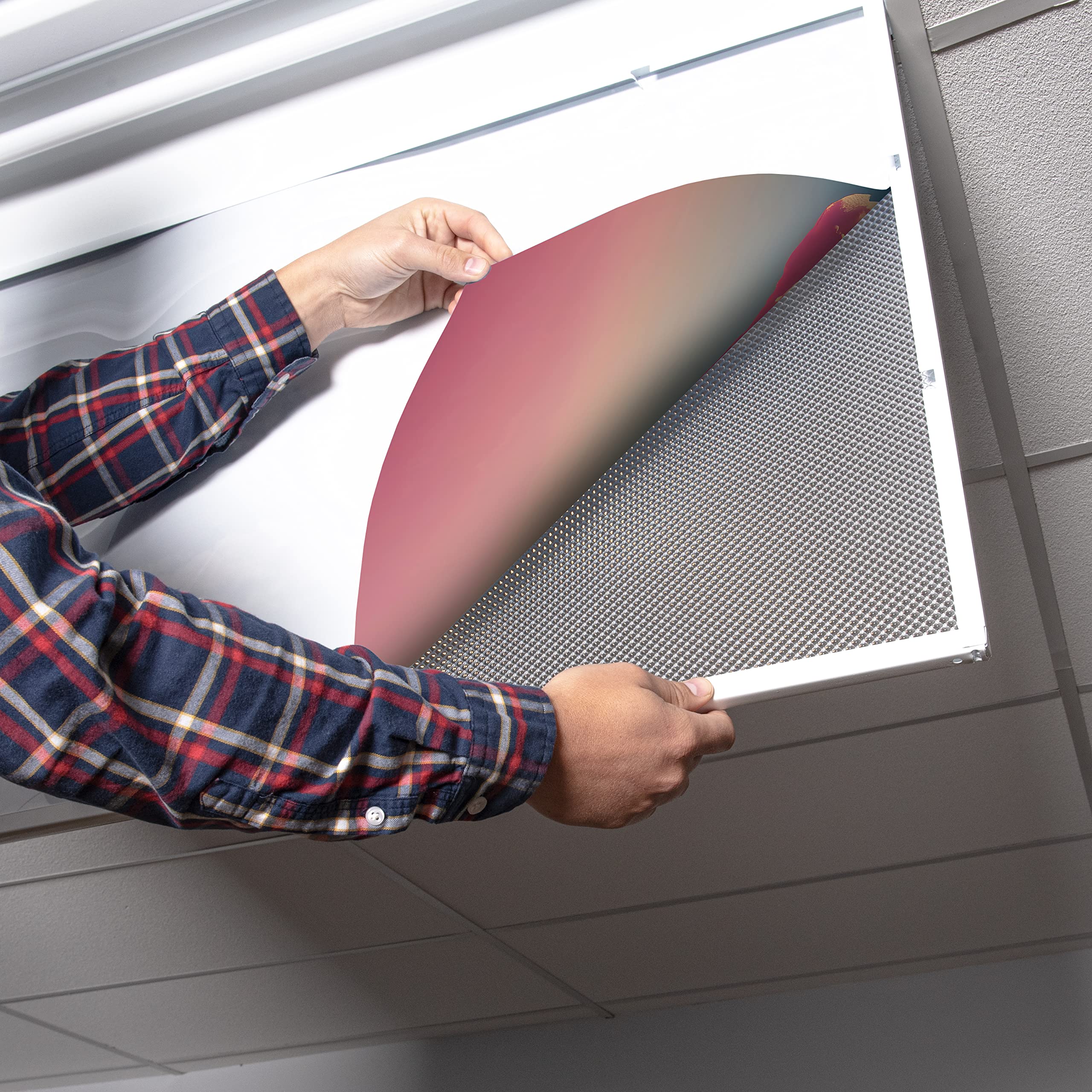 OCTO LIGHTS Fluorescent Light Cover Backlit Film Insert 2x4 Pink Clouds 22.38inx46.5in Classroom Office Lighting Solution