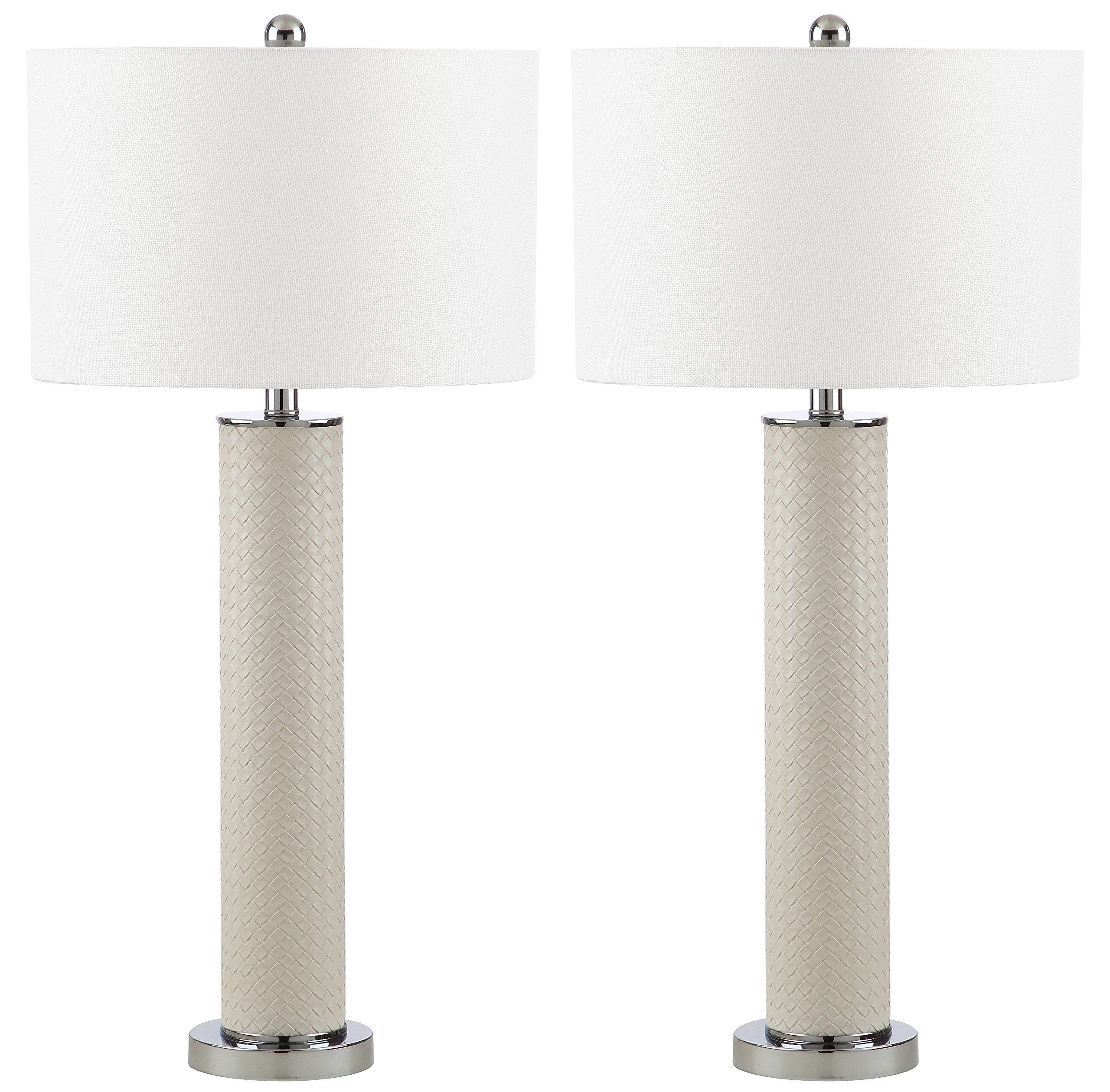 SAFAVIEH Table Lamp Set of 2, Modern Contemporary, Cream Woven, 32-inch, LED Bulbs Included, Model LIT4404L-SET2