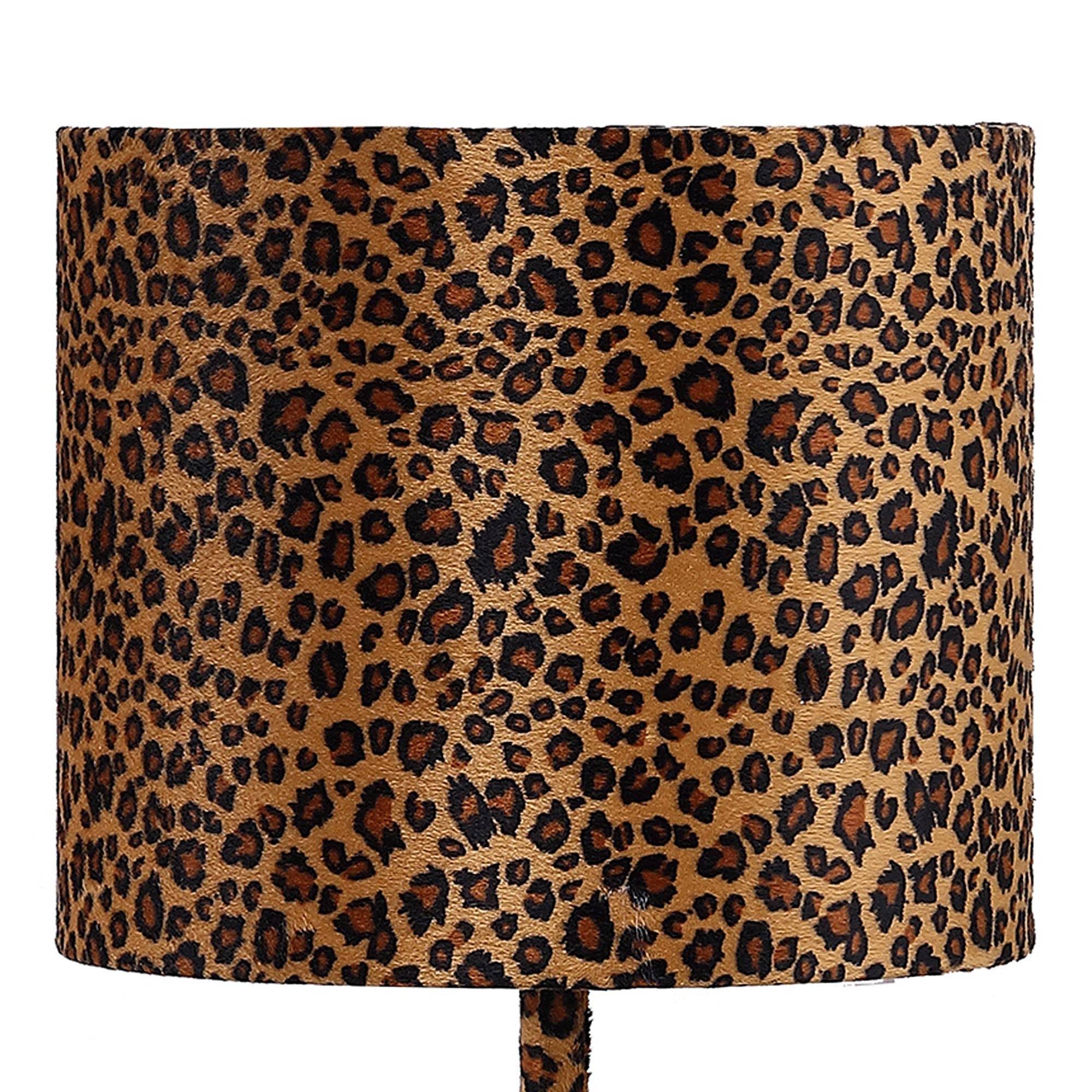 Benzara Fabric Wrapped Table Lamp, Dotted Animal Print, Model BM233930, Brown and Black