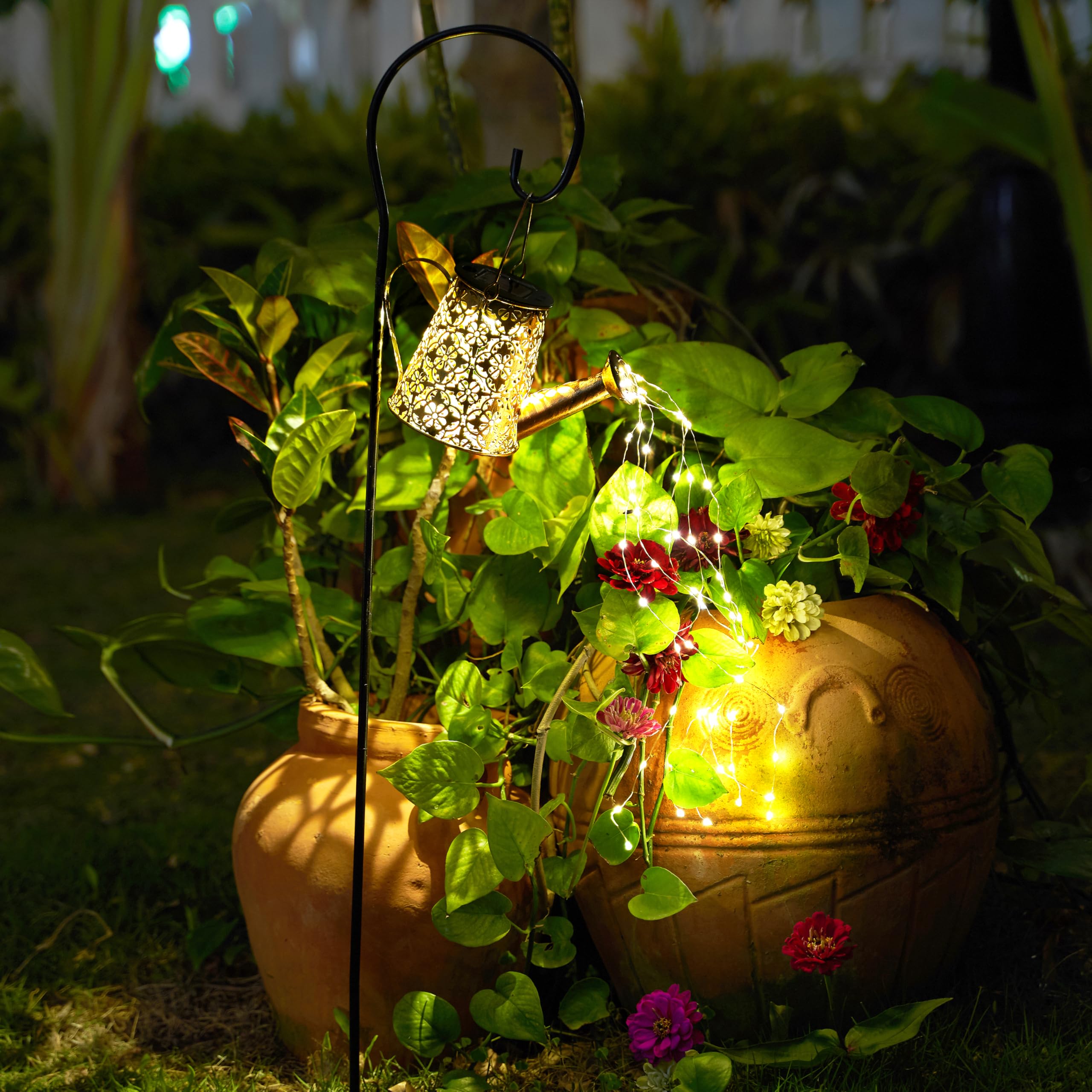 Awendietou Solar Garden Watering Can Lights, Warm White Copper Lanterns For Outdoor Decor