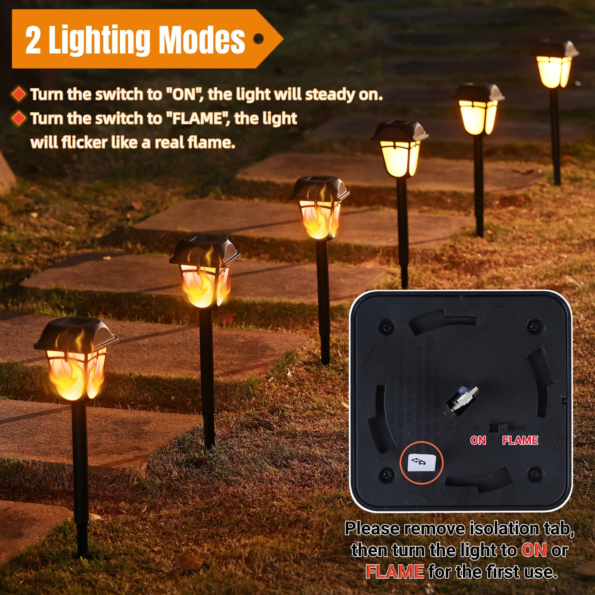 Dynaming Solar Flame Torch Lights Outdoor, 9 Pack Flickering Flame Pathway Solar Lights, Auto On/Off Garden Decorative Lights, Waterproof Landscape Lighting For Lawn Patio Yard Walkway Deck Driveway