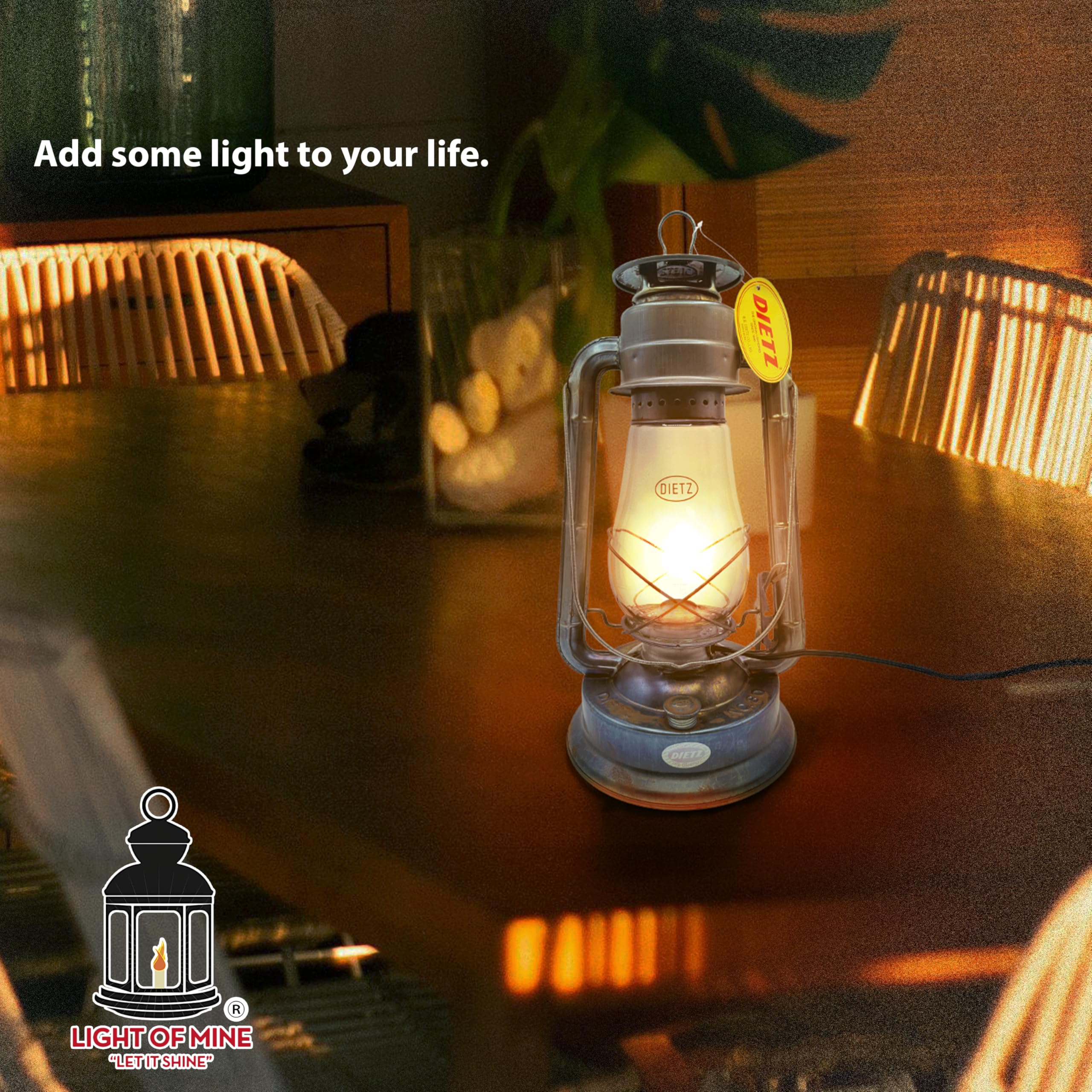 Light of Mine - Dietz #80 Blizzard Oil Lantern with 7/8 Replacement Wick Strips (Unfinished with Electric Conversion Kit)
