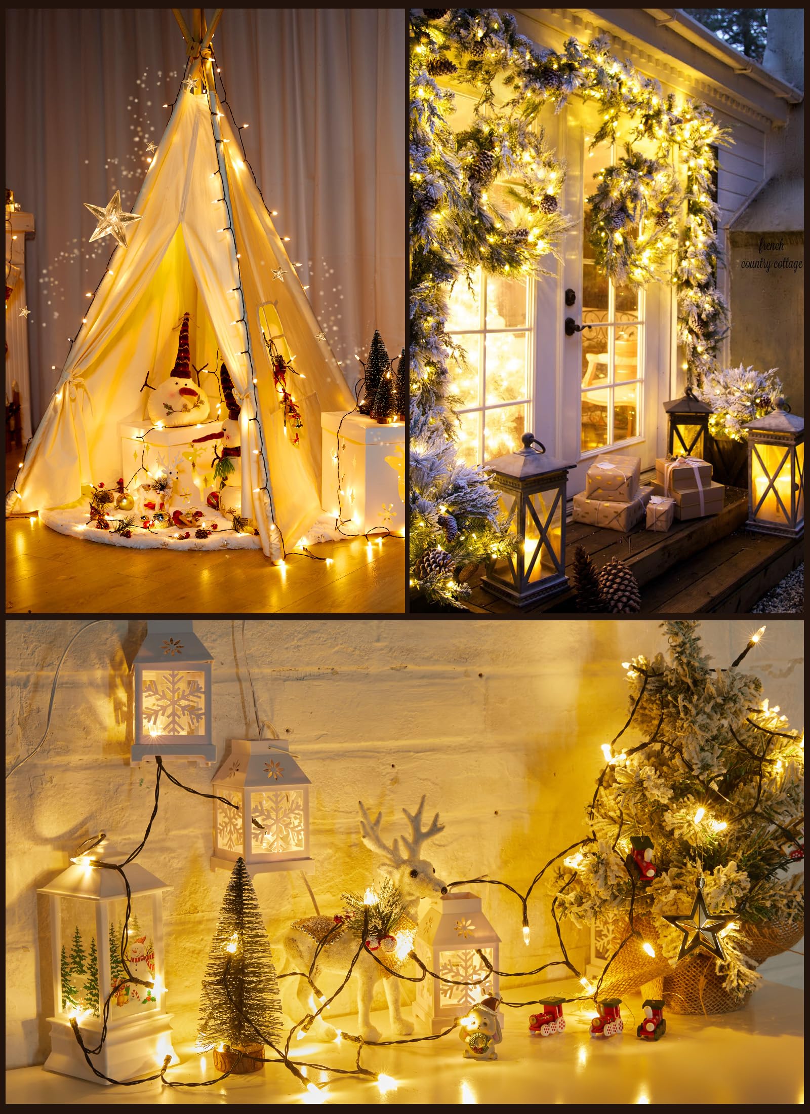 Minetom LED Christmas Lights, 100 Count Warm White String Lights, 39 FT with Remote, USB Plug for Indoor Decorations