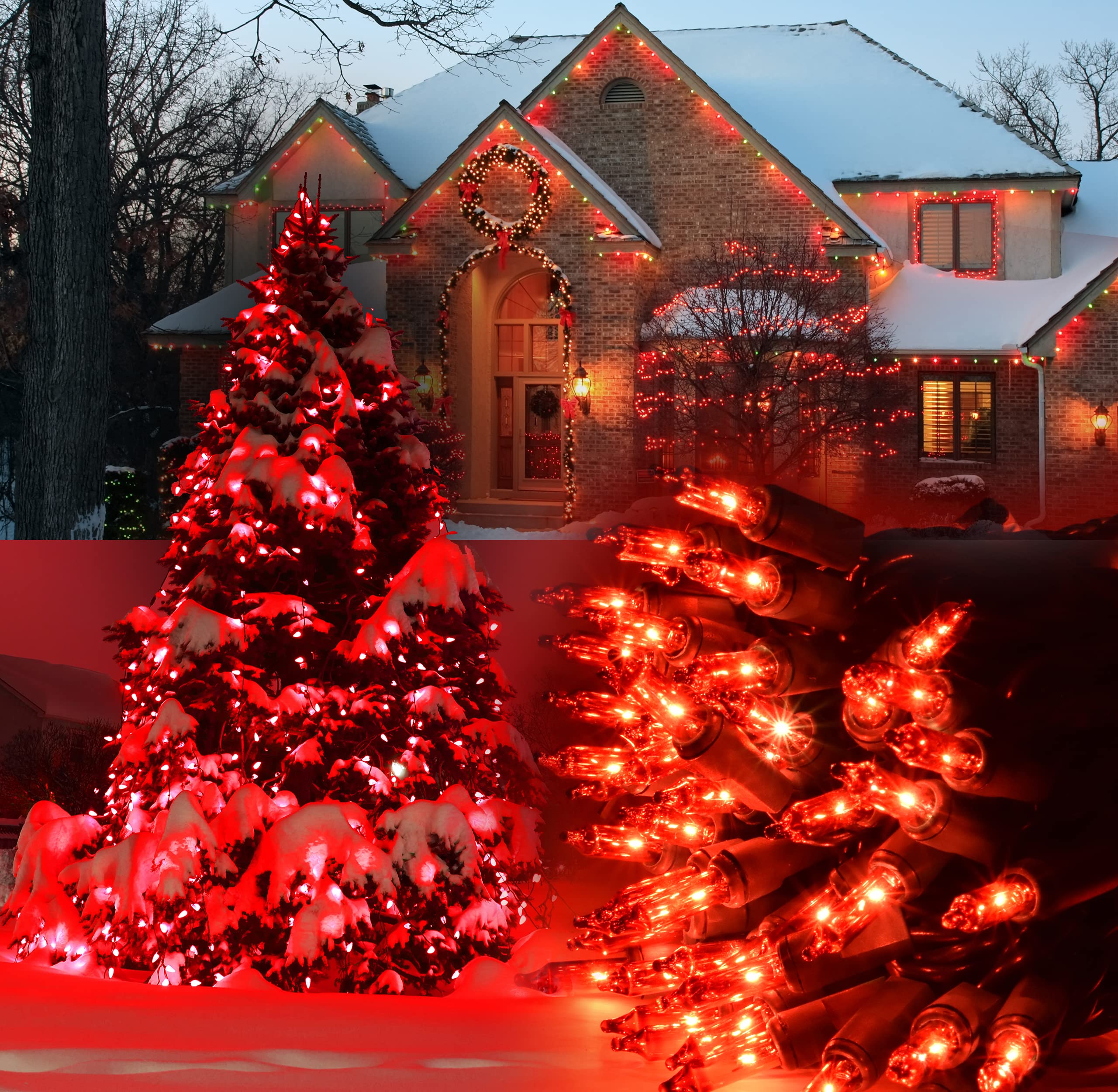 Holiday Essence - Led Red Christmas Lights Green Wire 26.9 Feet Long String Lights Set For Outdoor & Indoor D?Or, Valentines Day