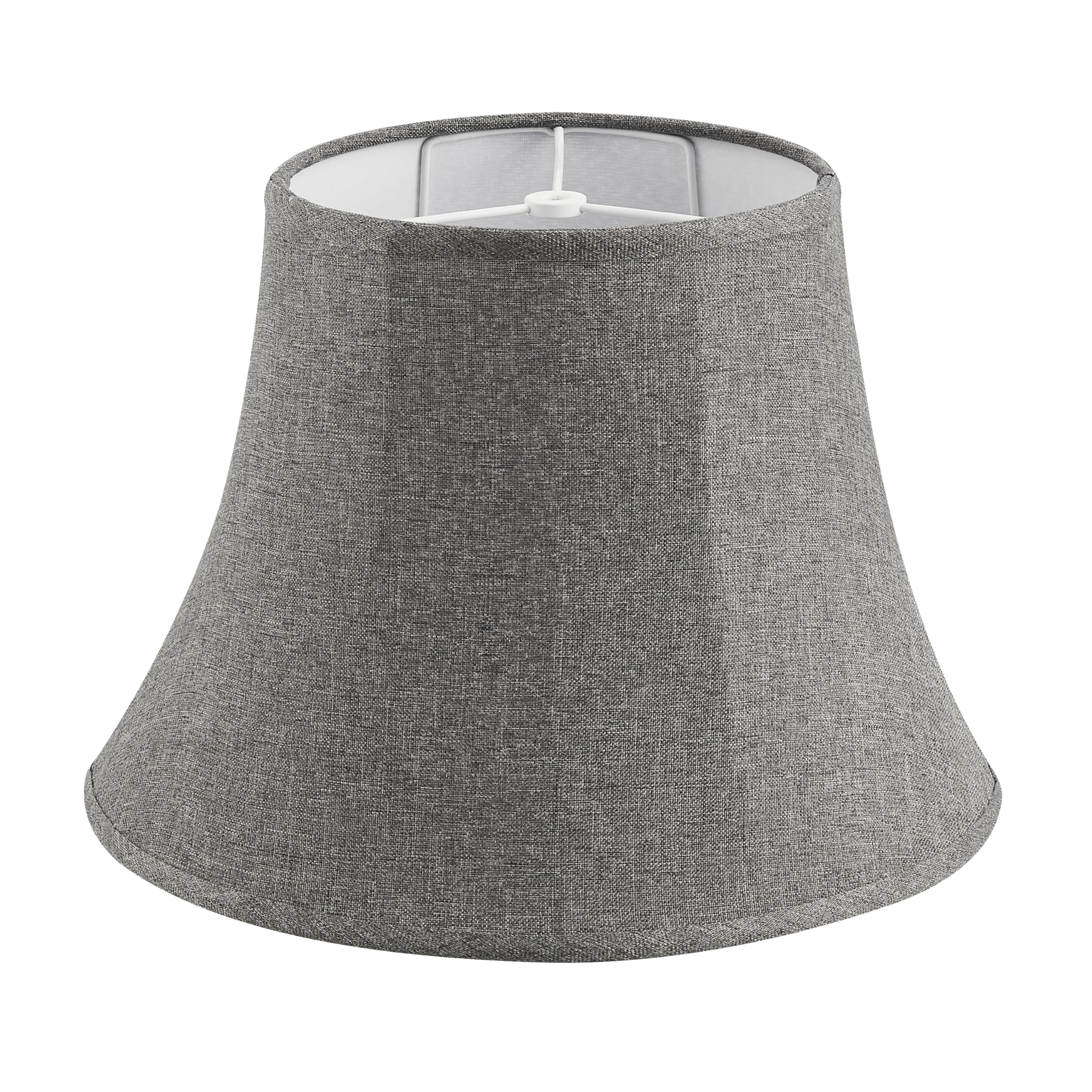 Aspen Creative 38009 Handsewn Bell Traditional Collapsible Spider Shade in Dark Grey Linen Fabric, 9 Top x 15 Bottom x 11 Slant