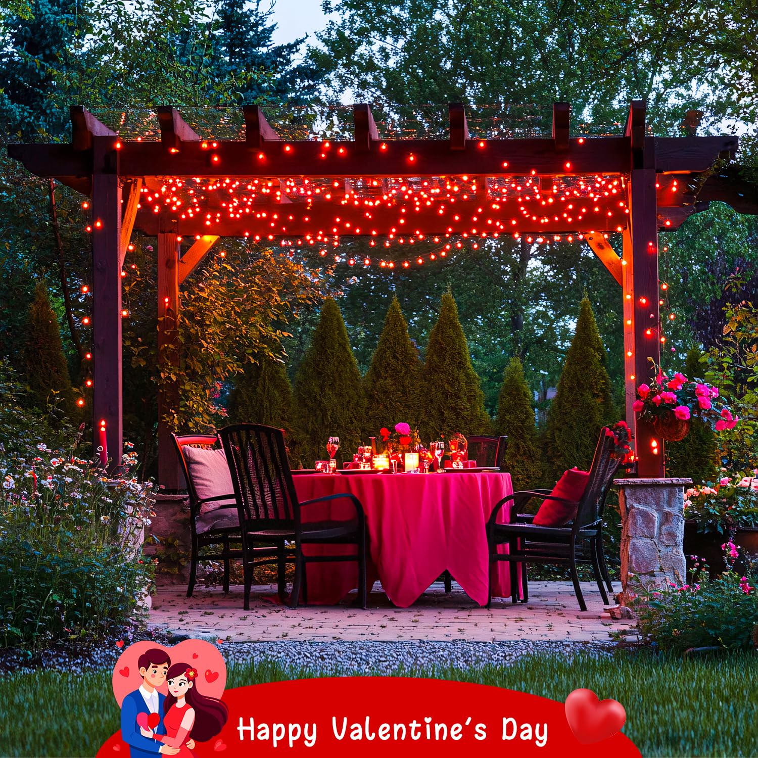 Jmexsuss 2 Pack 100 Led Red Christmas Lights For Valentines, Each 33 Ft Valentines Day Lights Battery Operated, Red String Light