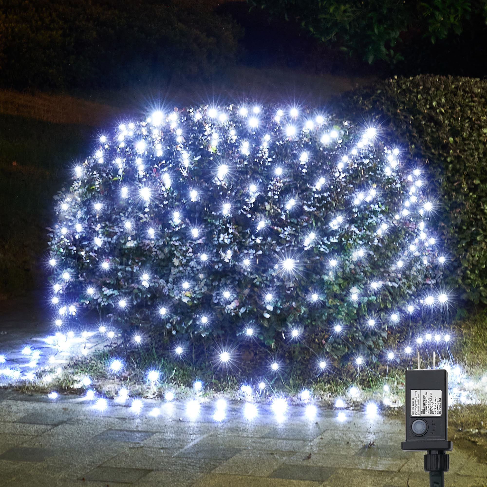 WBao Outdoor Christmas Lights, 360LED Net Lights, 11.5ft x 6.9ft, Waterproof, 8 Modes, Cool White, Model EDK-290060
