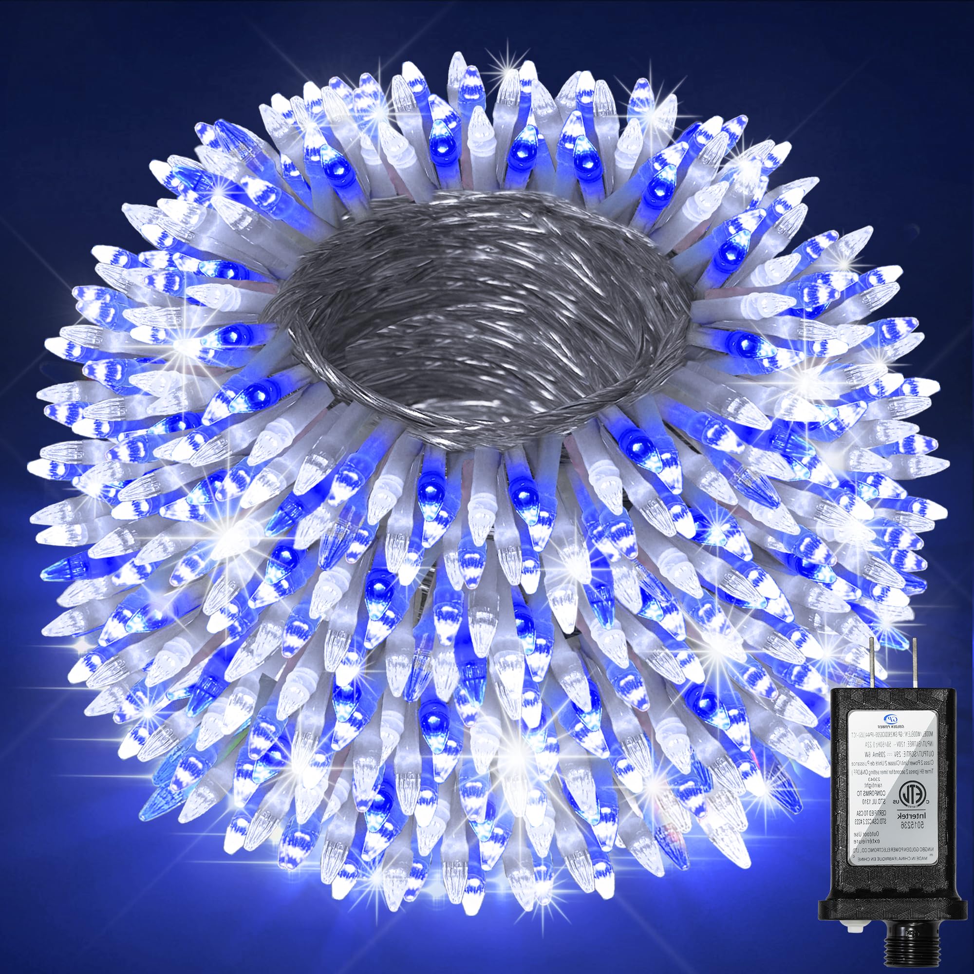 1500 Led 470Ft Christmas Lights Outdoor  Christmas String Fairy Lights With Timer & Memory  Waterproof 12 Modes Dimmable Twinkle Tree Lights For Home Patio Wedding Party Yard Xmas Decor  Blue & White