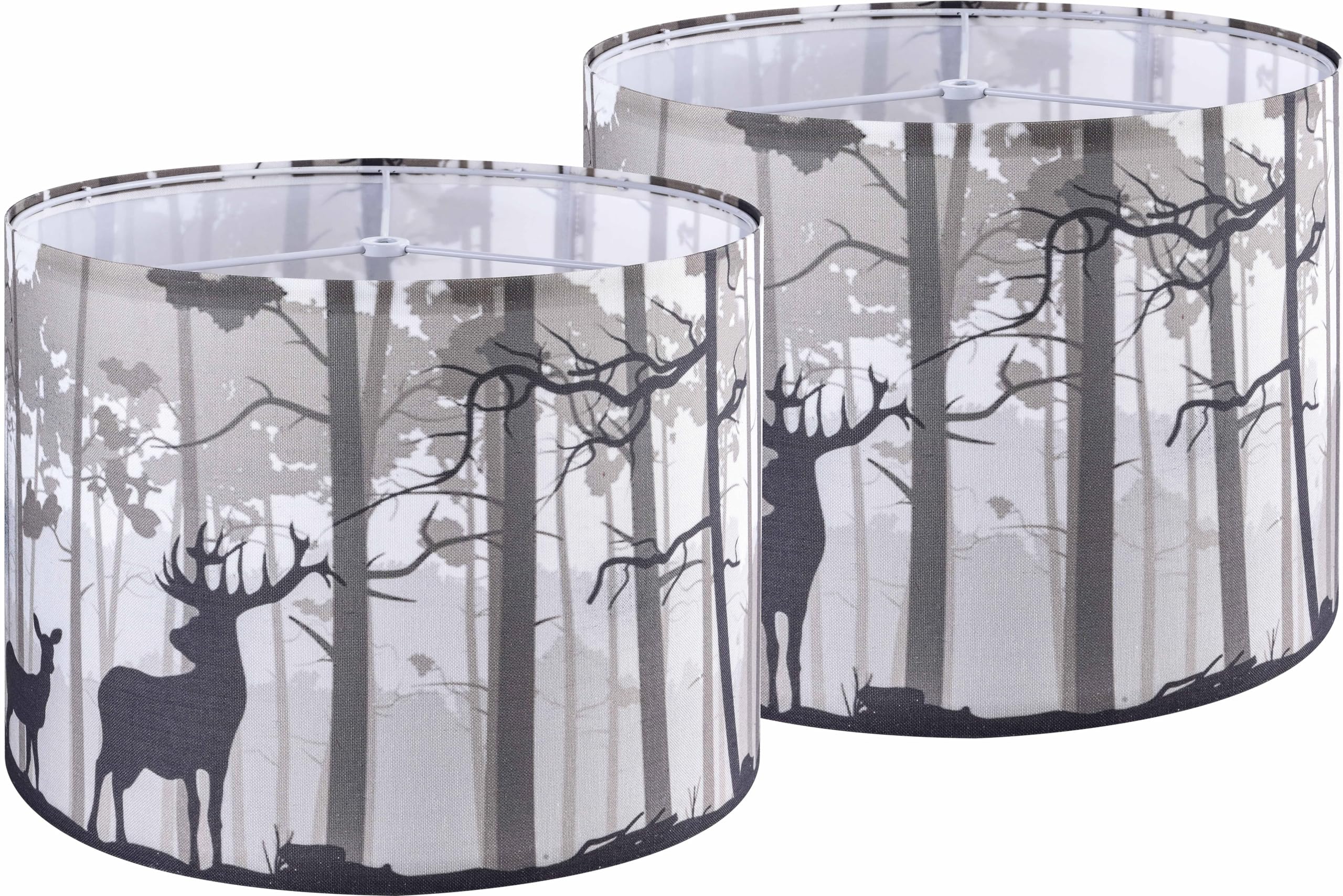 GO&SO Drum Lamp Shades Set of 2 Medium Gray Animal Deer Lamp Shade for Table Lamps -13'' Top x 13'' Bottom x 10'' High(Spider) P
