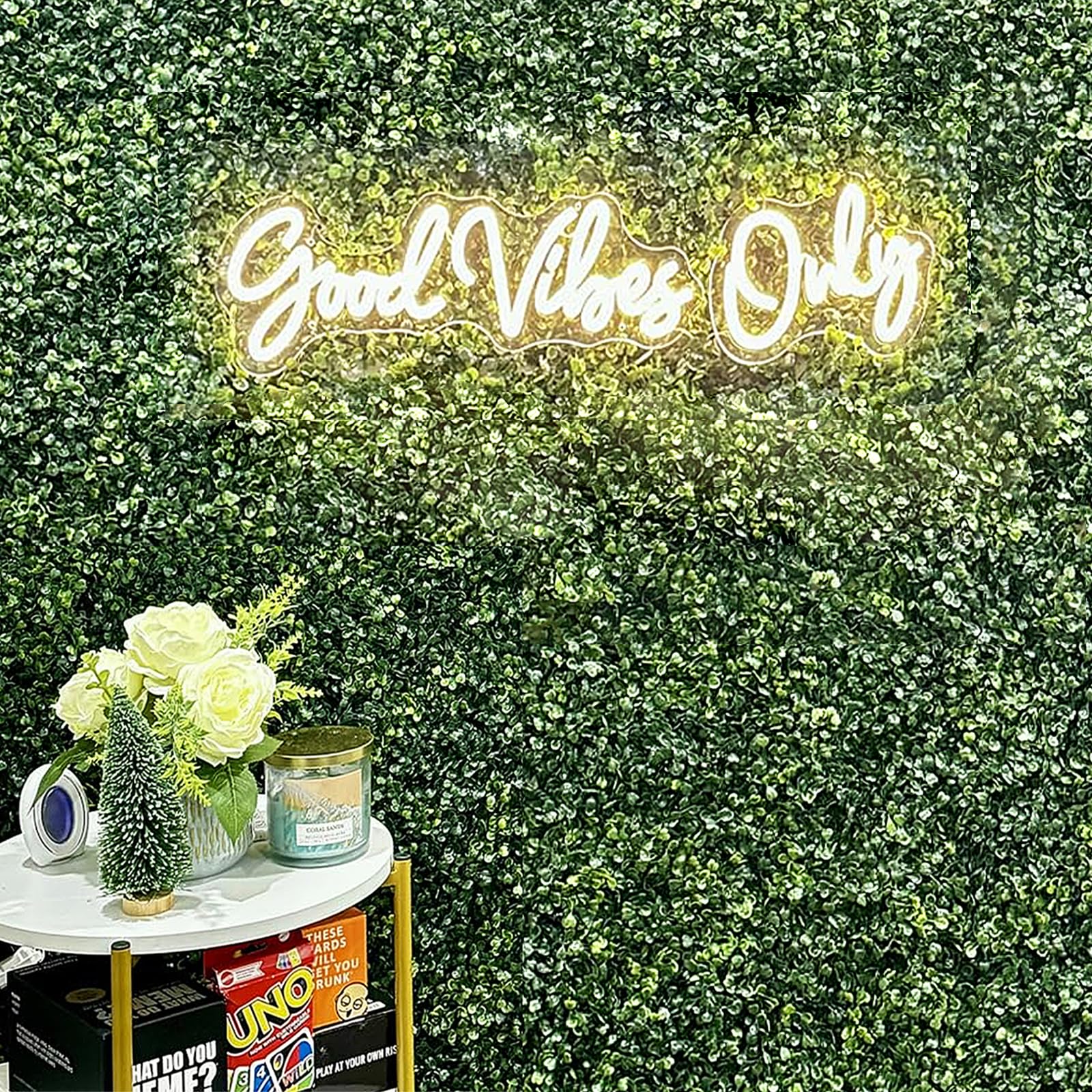 KiMineon Neon Sign, Good Vibes Only, Warm White, Model VIBES-NBAI-16, Handmade LED Light for Wall Decor, Bedroom, Home, Party