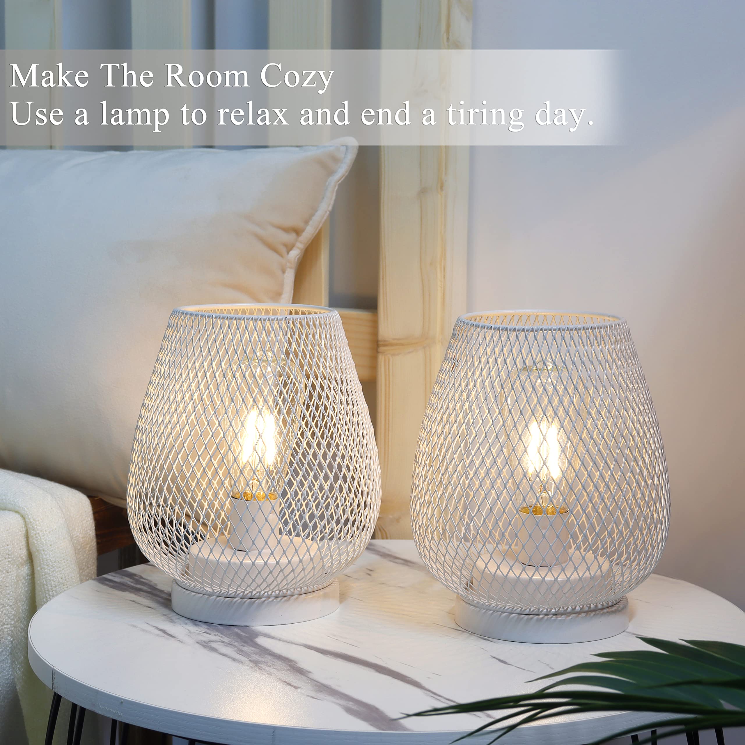 Jhy Design Set Of 2 Metal Cage Led Lanterns Battery Powered Cordless Accent Light With Led Great For Weddings Parties Patio Even