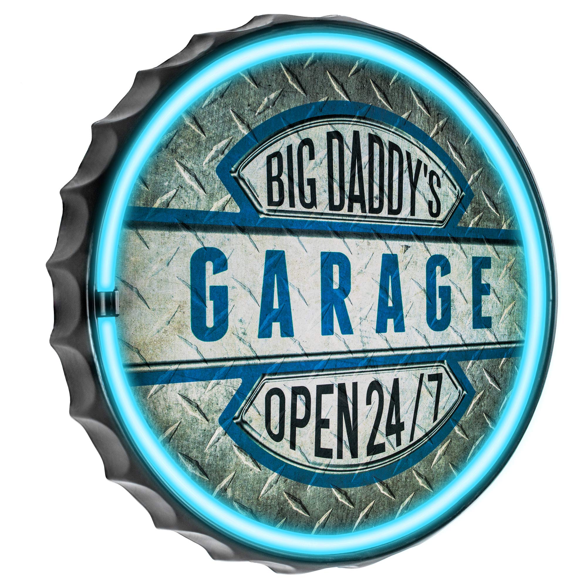 American Art Decor LED Neon Rope Wall Sign - Vintage Room Decor - Battery & USB Powered - 12.5in - Big Daddys Garage 24/7