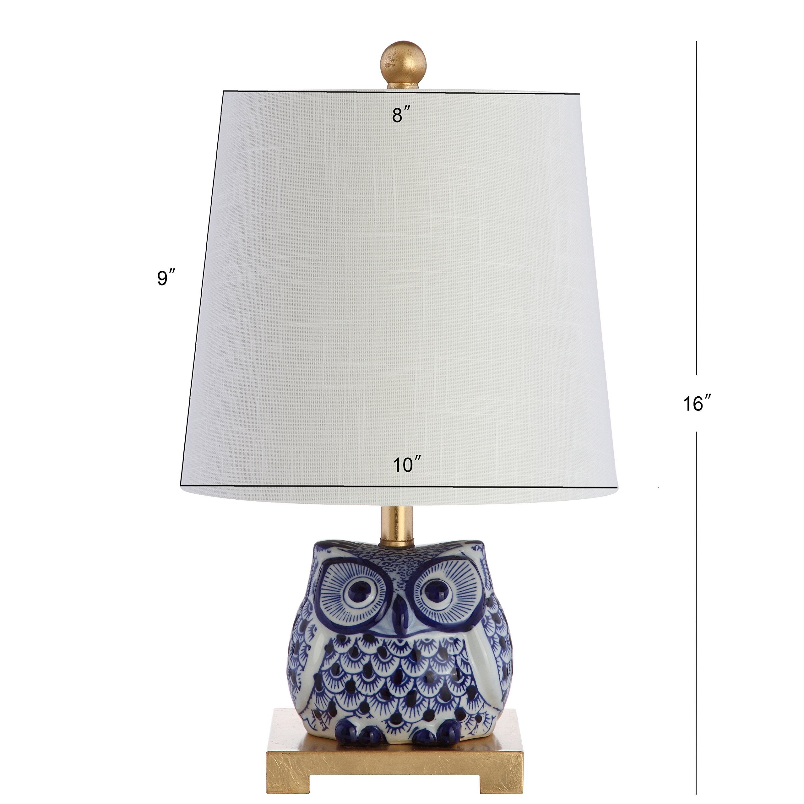 Jonathan Y Justina 16 Ceramic Led Table Lamp, Blue/White, Model Jyl3014A, Perfect For Bedroom, Living Room, Office, Or College Dorm