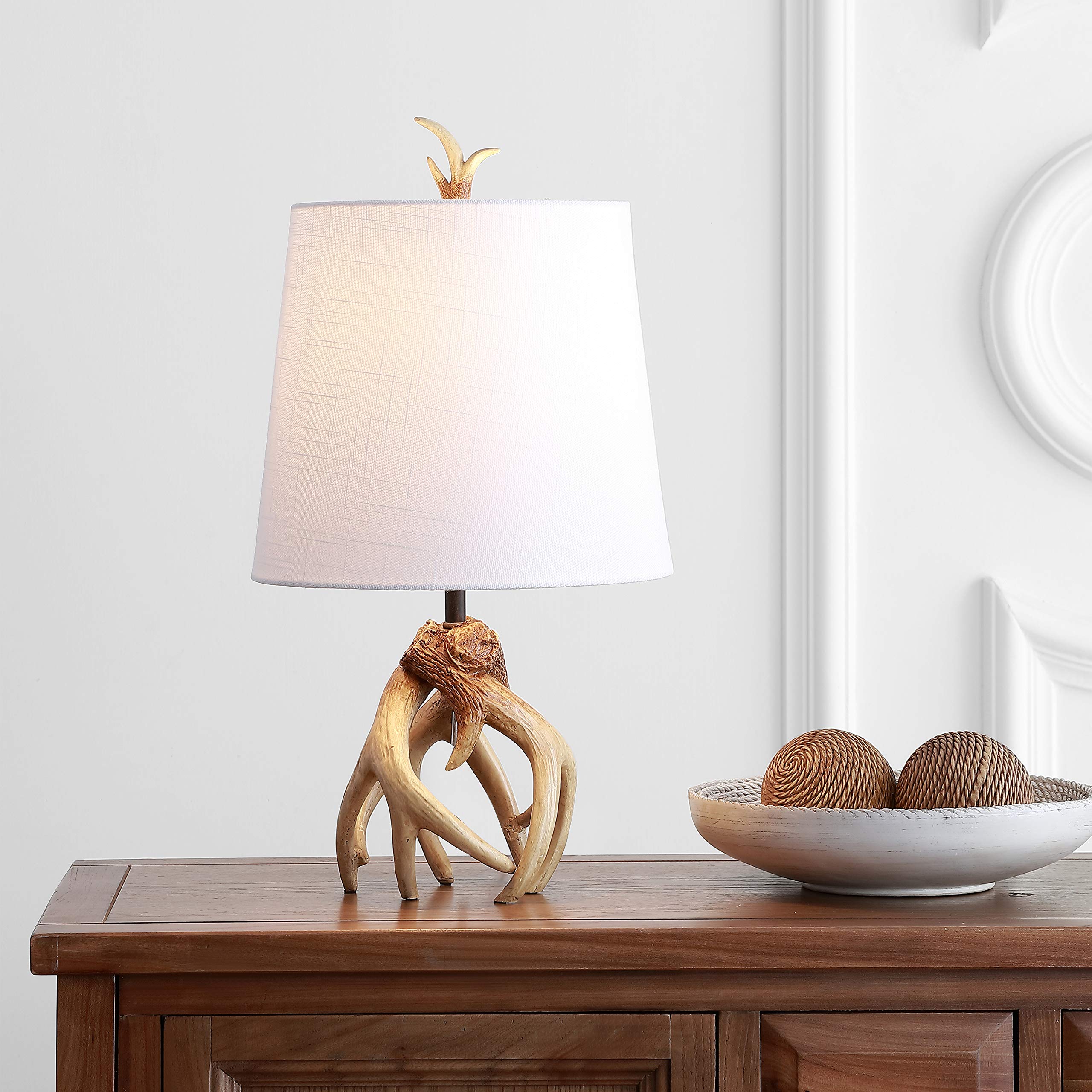 JONATHAN Y Vermont Antler Resin LED Table Lamp 19in Natural, Model JYL4034A, for Bedroom Living Room Office