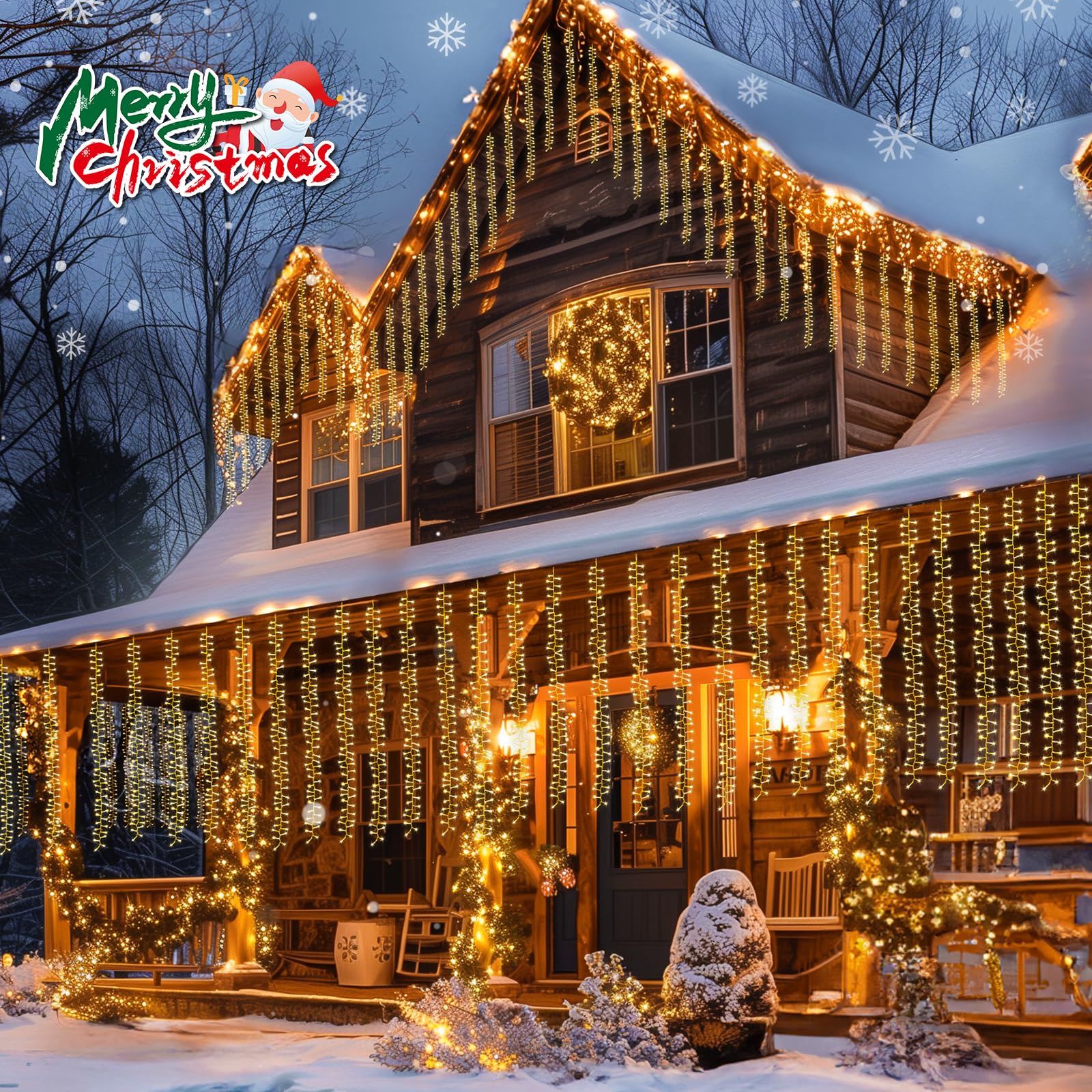 Brightown 20FT Cluster Curtain Lights, 960 LED Warm White Fairy Lights, 12 Modes, Waterproof for Outdoor & Bedroom, Model DMO-300