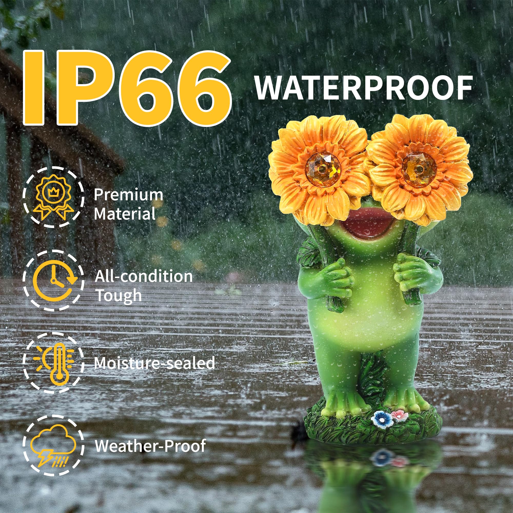 CFFOWNUG Outdoor Frog Garden Statue with Solar Light, Funny Frog Design for Mothers Day, Yard Decoration, FROG-02, Model SP-OVEY-553K