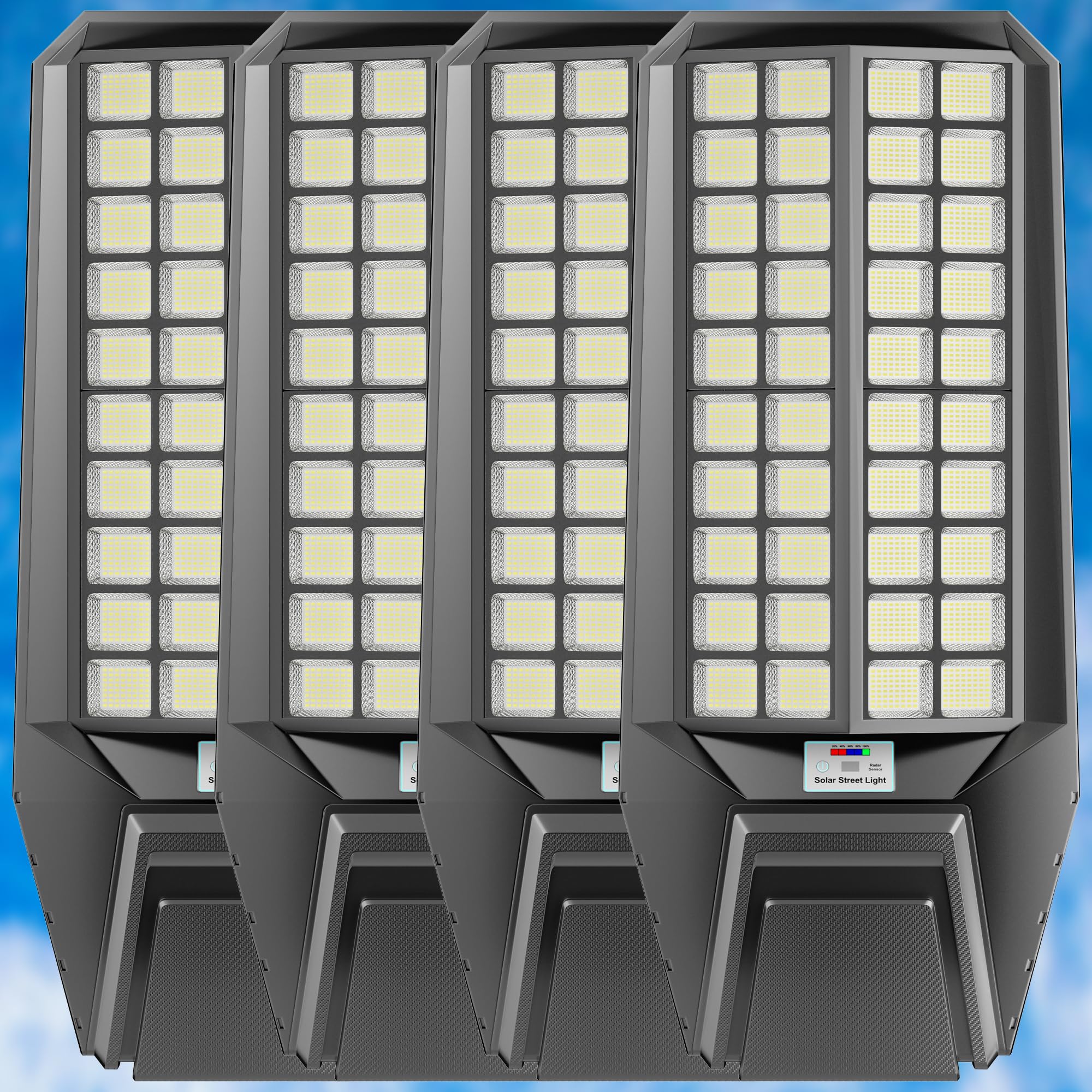 loyoele 4-Pack 8000W Solar Street Light,Solar Street Lights Outdoor Waterproof, 400000LM 7000K Solar Powered Street Light,Dusk t