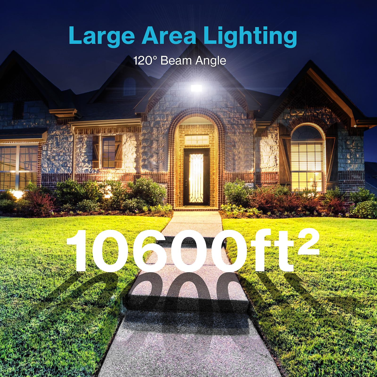 Olafus 300W LED Flood Light Outdoor, IP66 Waterproof, 6500K Daylight White, Black, Model LAA200G, Super Bright Security Lighting for Yard