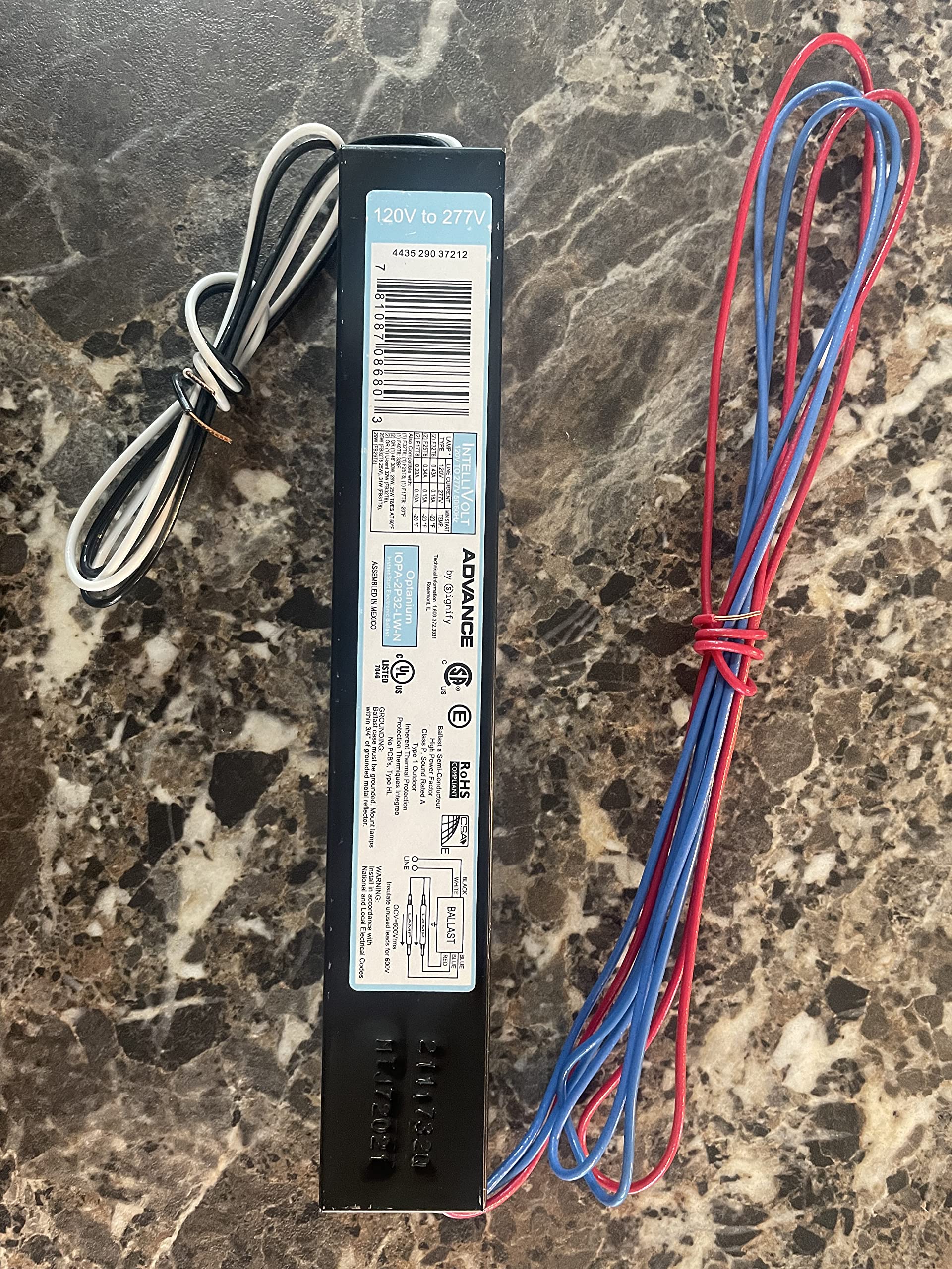 Advance Icn-2P32-N Electronic Ballast 2 F32T8 Lamps 120-277V