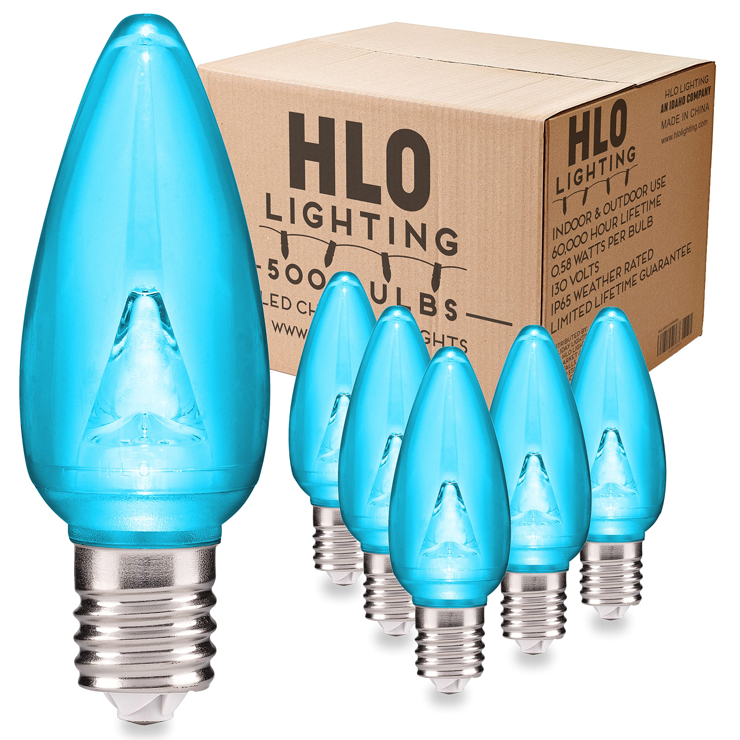 HLO Lighting Smooth C9 Christmas Lights | Teal LED Bulbs for Indoor & Outdoor Christmas Decor | Set of 500