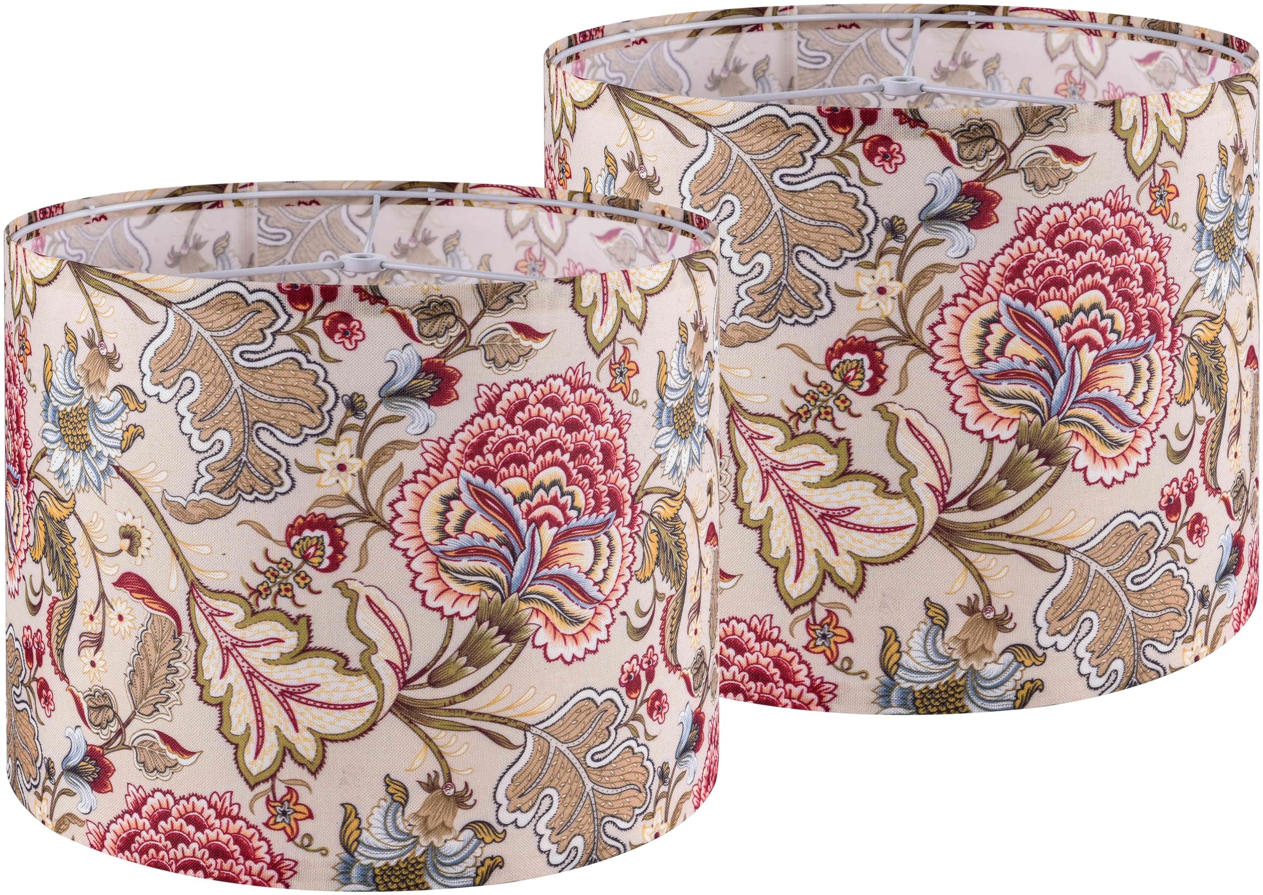 GOSO 2pcs Medium Lampshade Polyester Fiber Printing Flowers Plants Drum Lamp Shade For TableLamp,Floor Lamps,Diy Pendant Light,S