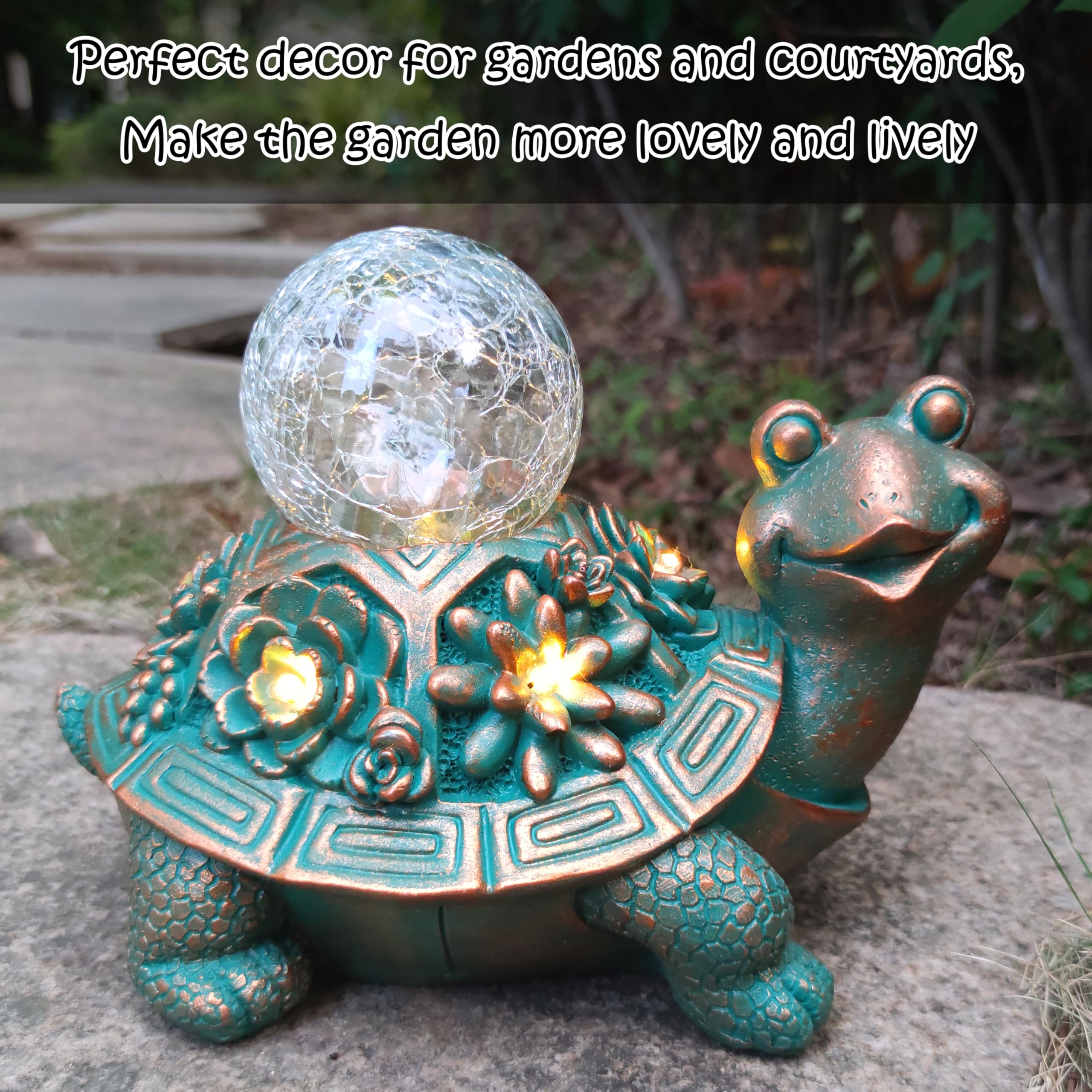 Joybee Garden Statues Turtle With Solar Lantern Outdoor Decor-Turtle Solar Figurines Lights Decorations For Patio Yard Lawn Ornaments-Gifts For Birthday Easter Housewarming