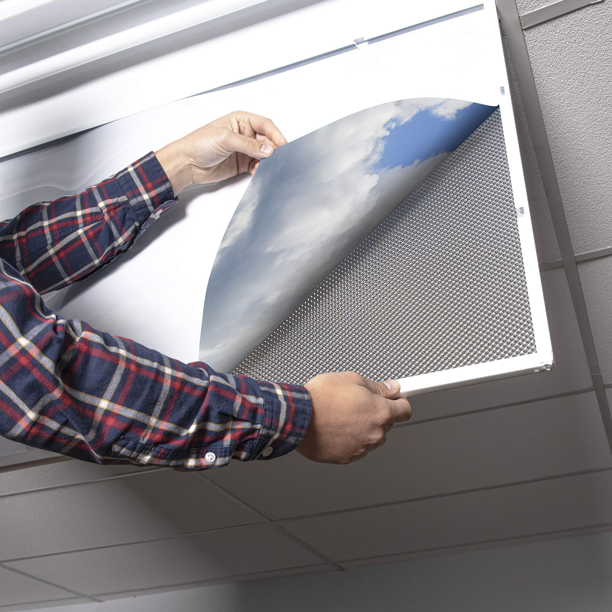 OCTO LIGHTS Fluorescent Light Covers for Ceiling Lights 2x4, Backlit Film, Heavenly Stratocumulus, Model CLD-016-2x4