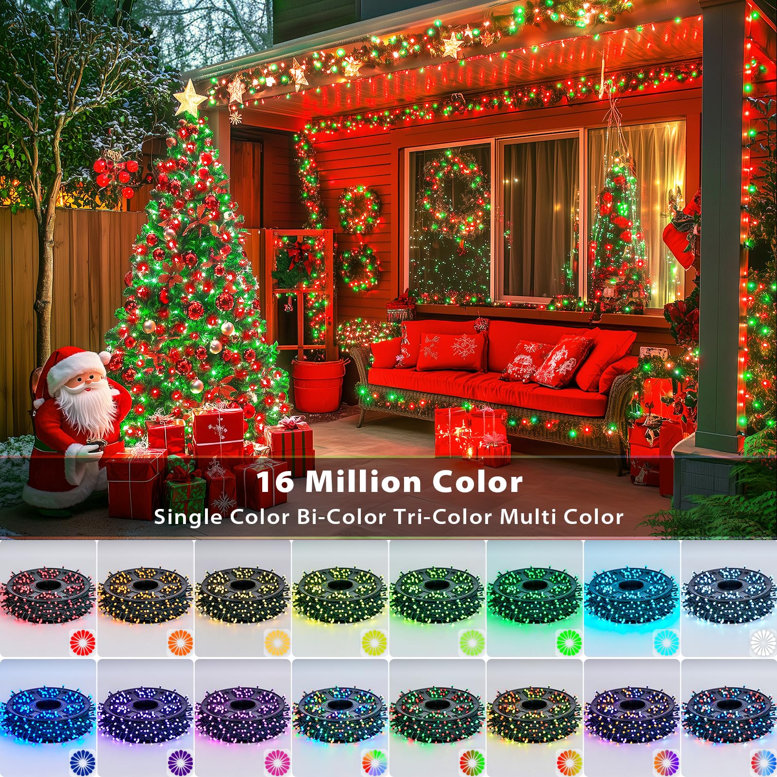 Jmexsuss 800 Led Smart Color Changing Christmas Lights Outdoor, 272Ft Rgb Christmas String Lights With Remote & App, Waterproof