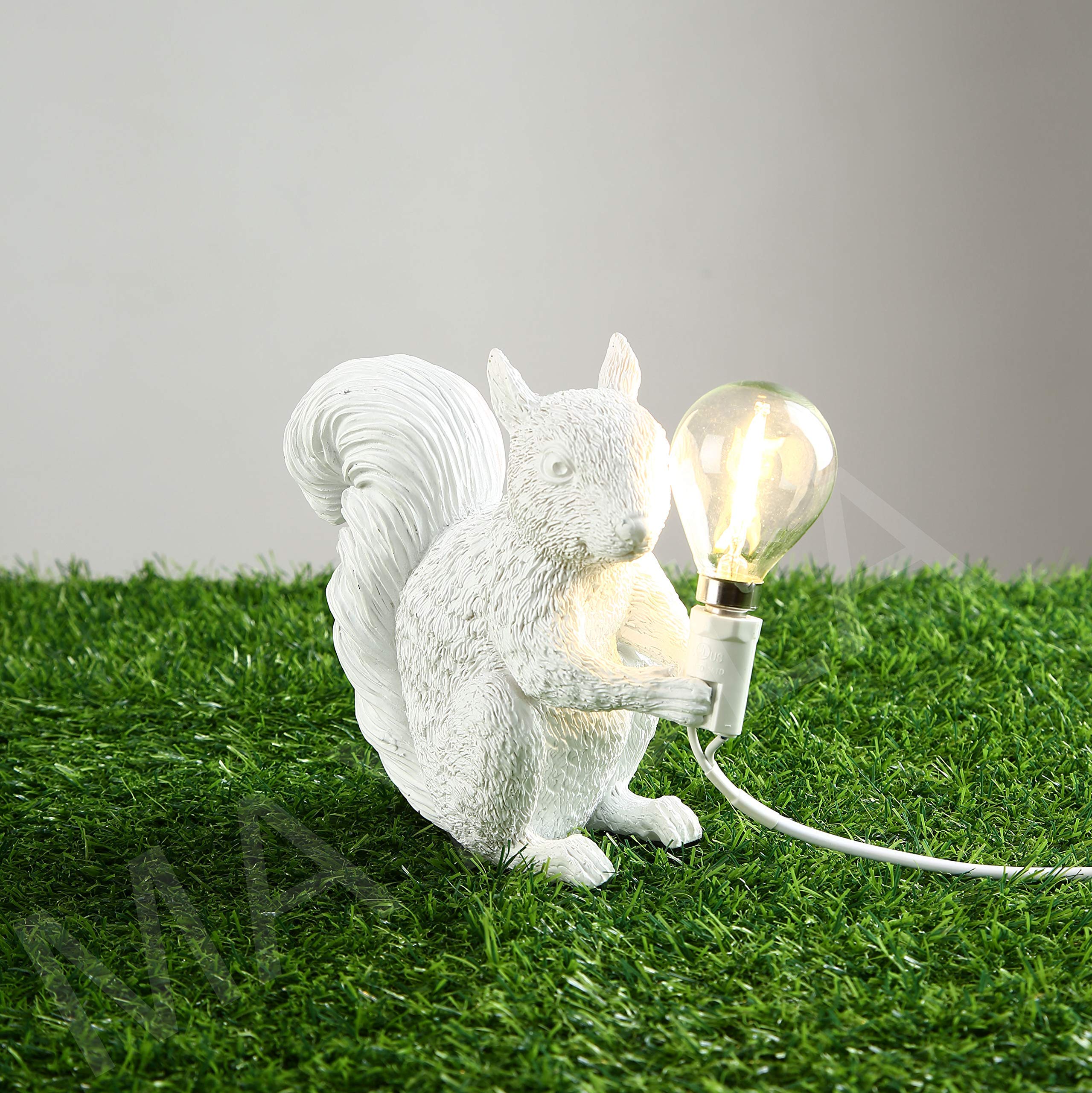 MAYOLA Resin Squirrel Table Lamp, LED Night Light, White, Model: squirrel-01, Ideal for Living Room, Bedroom, Kids Room